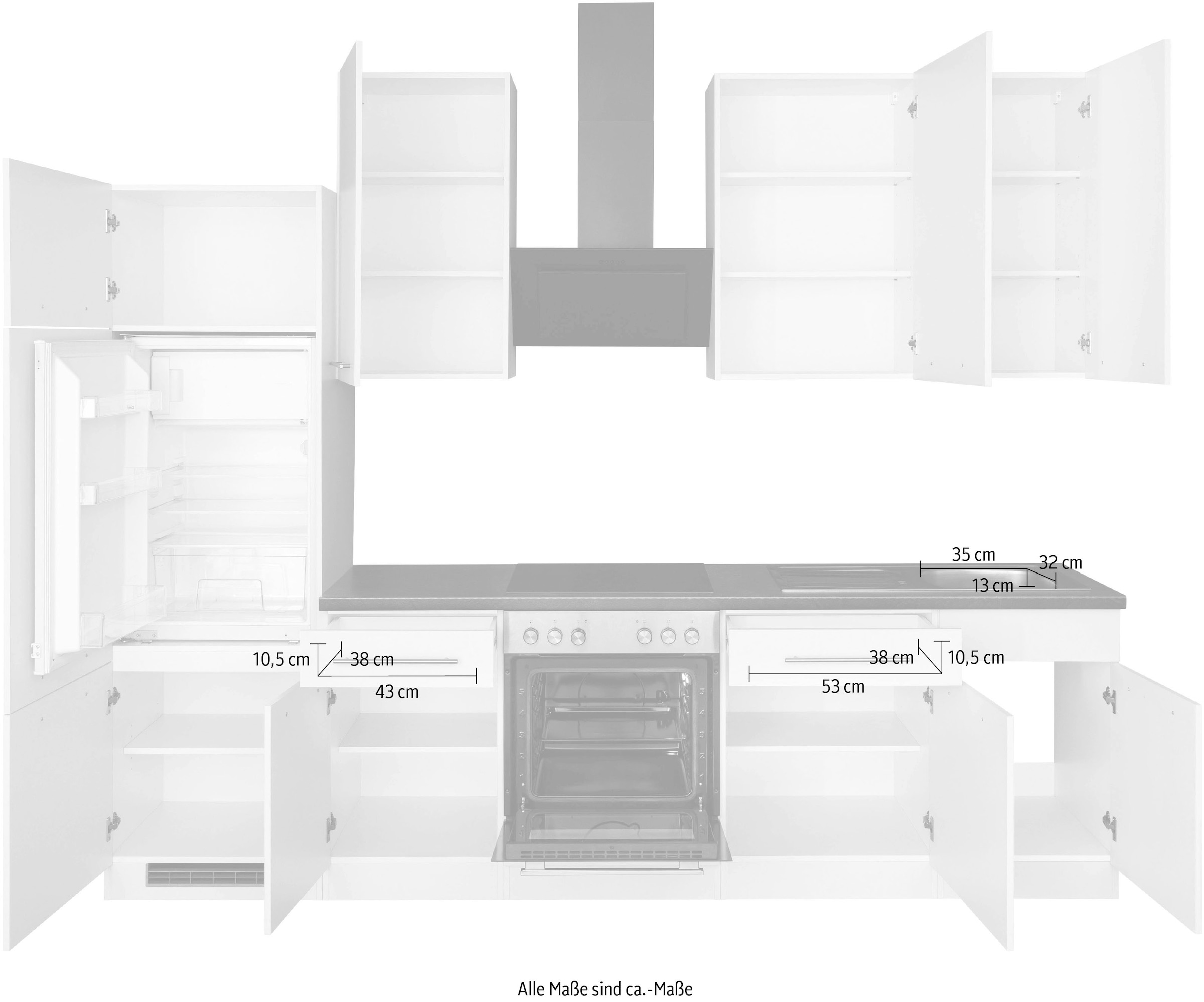 wiho Küchen Küchenzeile »Unna«, mit online E-Geräten, bei OTTO cm 280 Breite