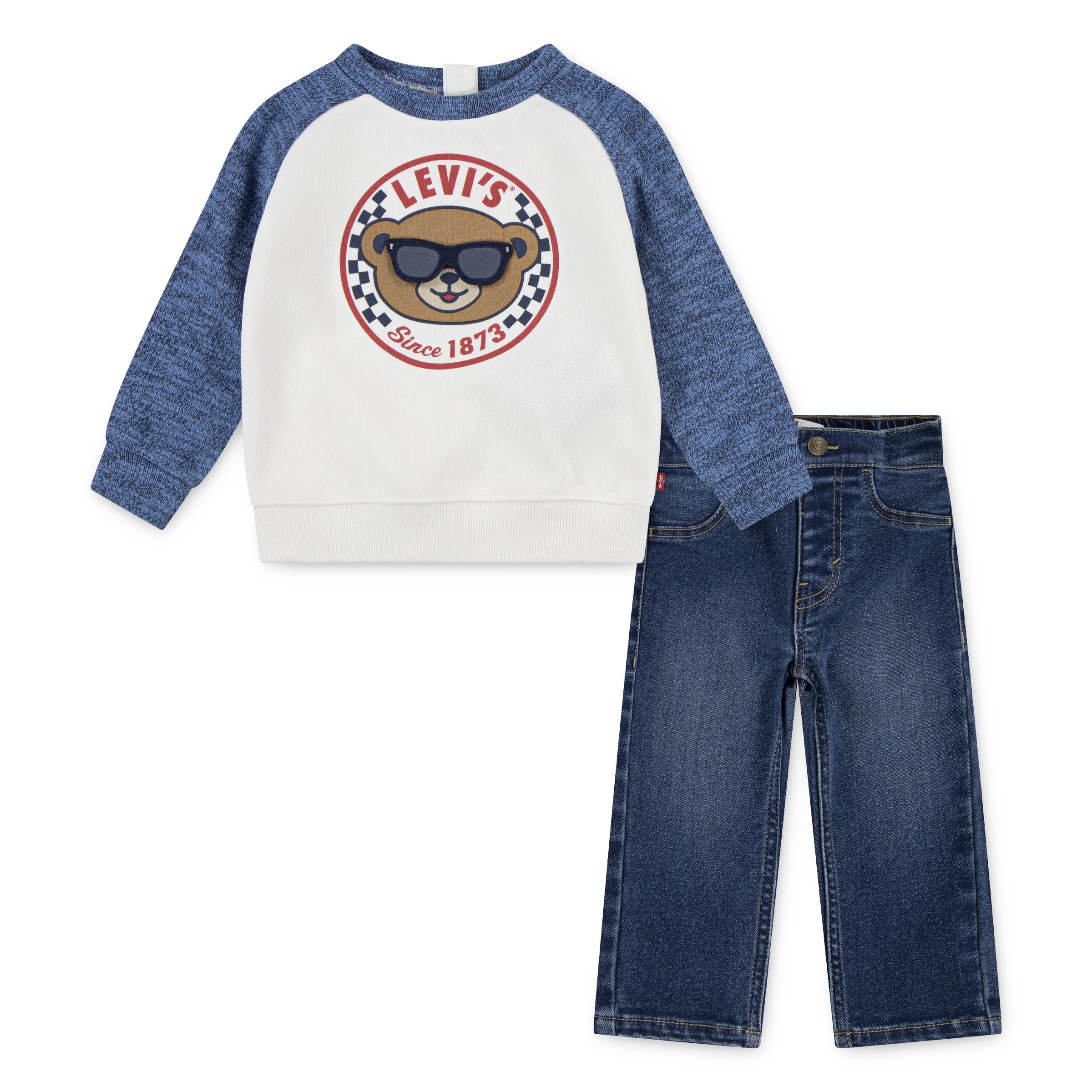 Levi's® Kids Langarmshirt & Hose »LVB SNIT MOTO CREW,DENIM«, Raglanärmel sorgen für mehr Bewegungsfreiheit