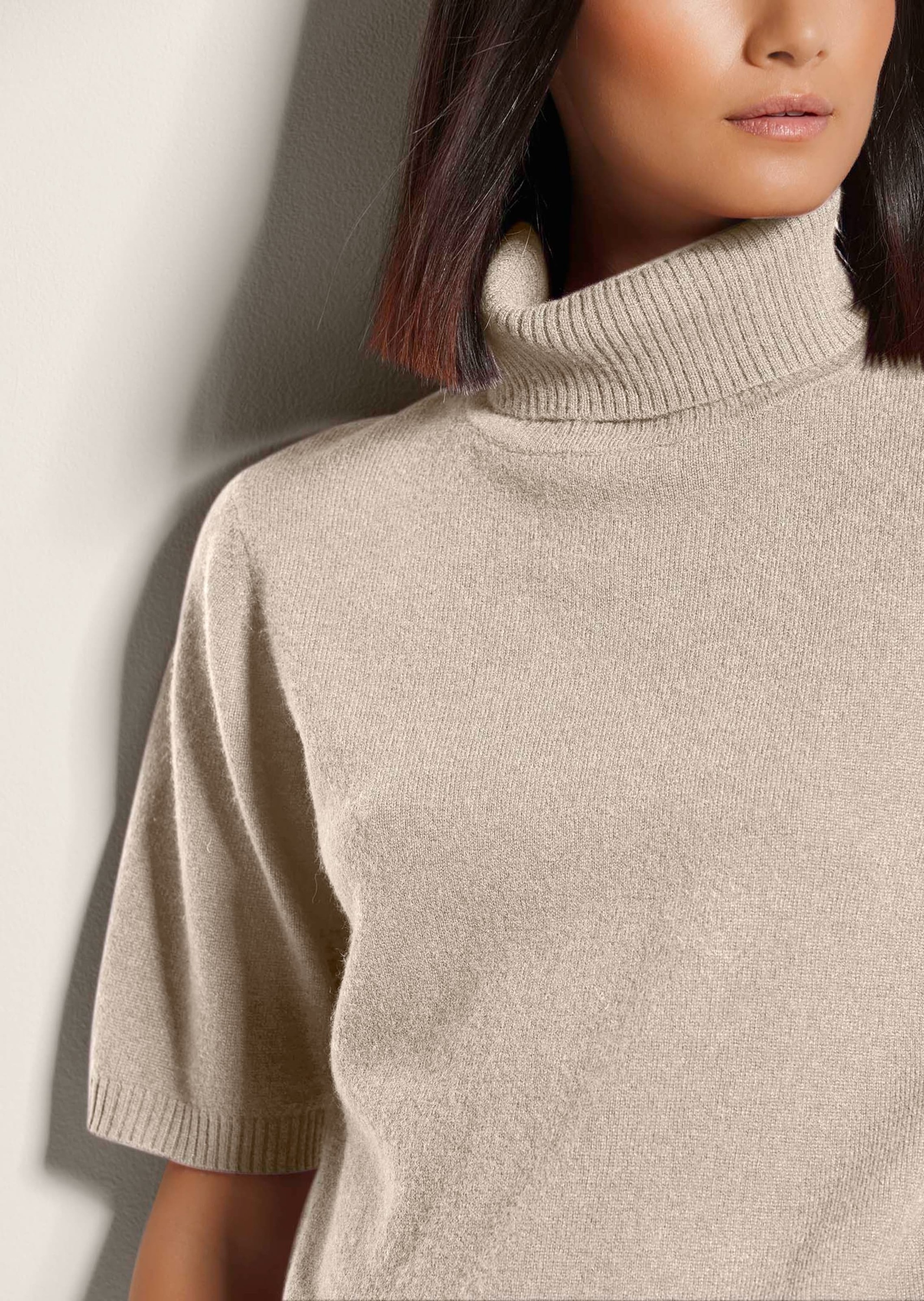 MADELEINE Longpullover »Kaschmirpullover Luxuriöser Strickpullover mit Rollkragen« Kaschmirpullover mit Halbarm