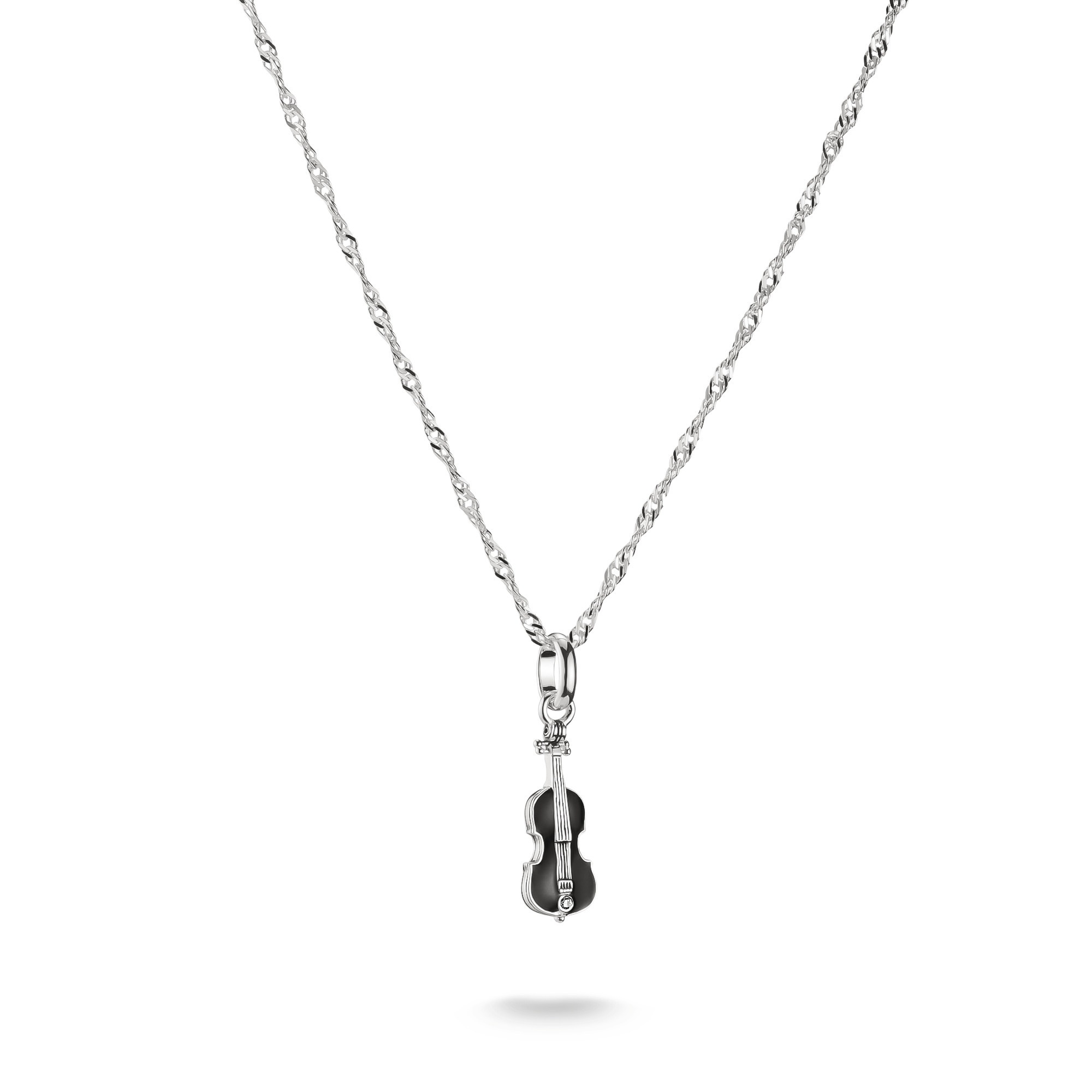 Thomas Sabo Damen Kette mit Anhänger »x WEDNESDAY Cello-Design Kette« mit Zirkonia (synth.), Größe Breite: 1,7 mm