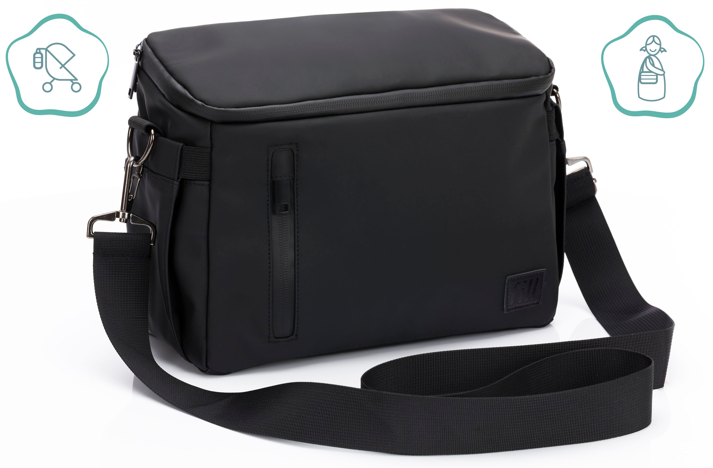 Fillikid Kinderwagen-Tasche »Buggy Organizer Larvik, schwarz«, inkl. Wickelunterlage