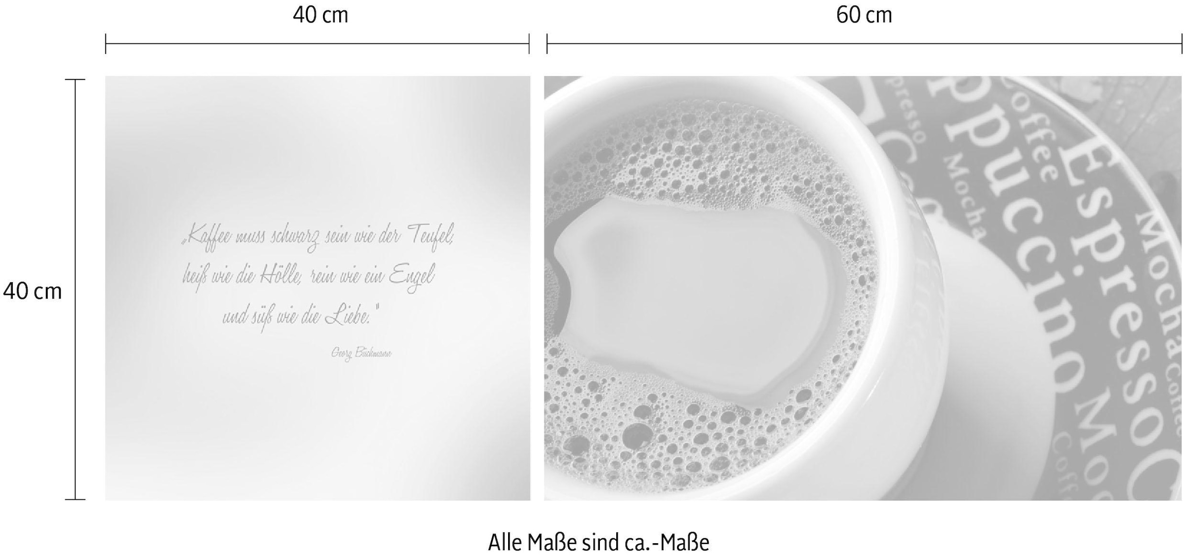 queence Leinwandbild »schwarzer Kaffee«, Getränke-Kaffee-Bar & Lounges-Kaffee Bilder-Kunst-Modern-Spa-Spa Bilder-Sprüche-Sprüche & Texte-Schriftzug-Schriftzüge, (Set), Premium-Leinwandstoff, Handarbeit aus Deutschland, Zitat, 2er Set