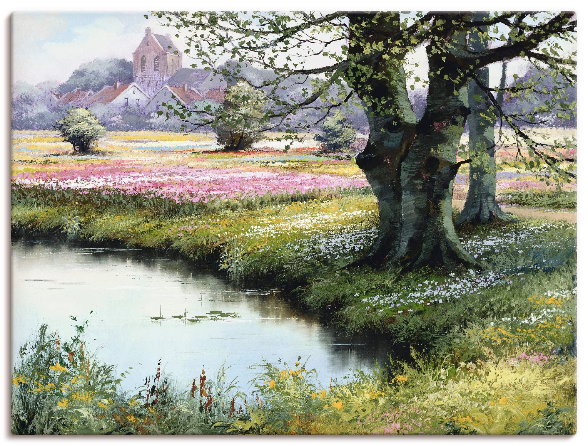 Artland Wandbild »Das Dorf«, Felder, (1 St.), in vielen Größen & Produktarten -Leinwandbild, Poster, Wandaufkleber / Wandtattoo auch für Badezimmer geeignet