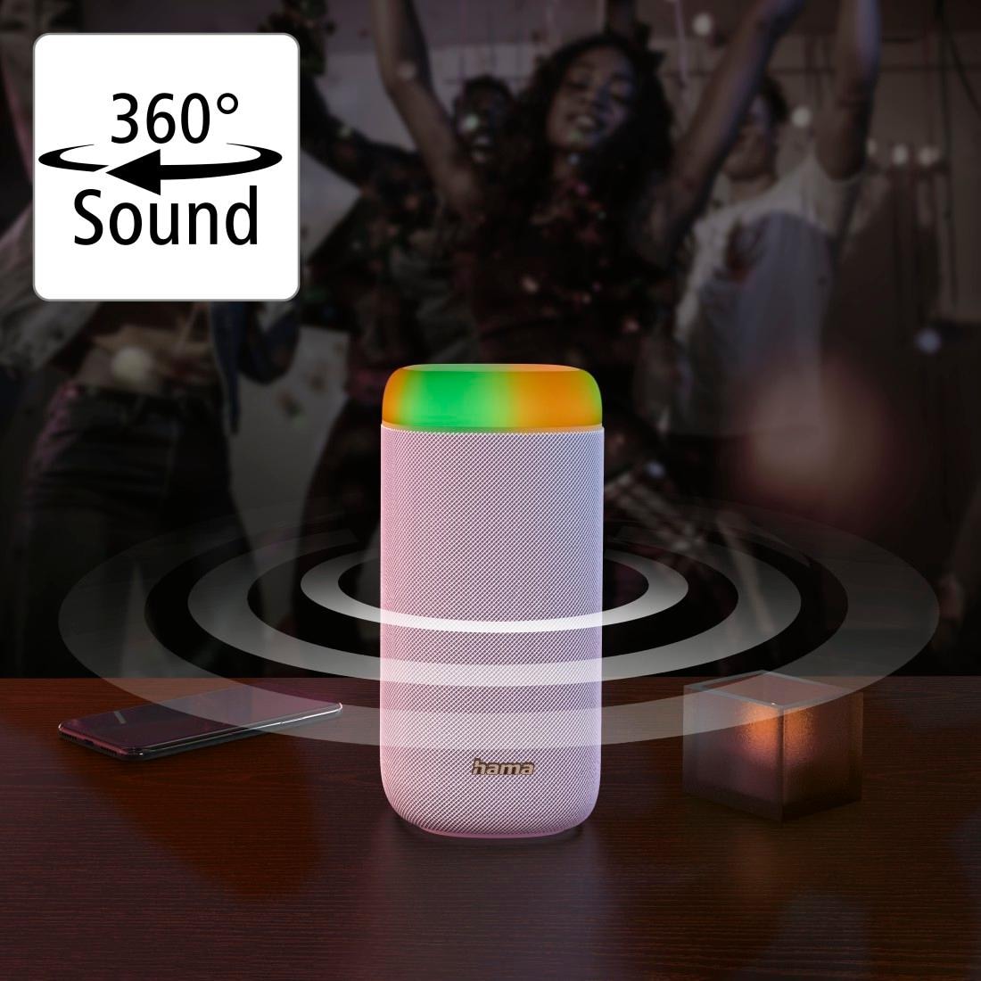 Hama Bluetooth-Lautsprecher 2.0 kaufen Box spritzwassergeschützt«, Bass bei »Bluetooth jetzt 360ᵒ LED Sound Freisprechanlage-Xtra Sound Shine OTTO Bass-360ᵒ Xtra