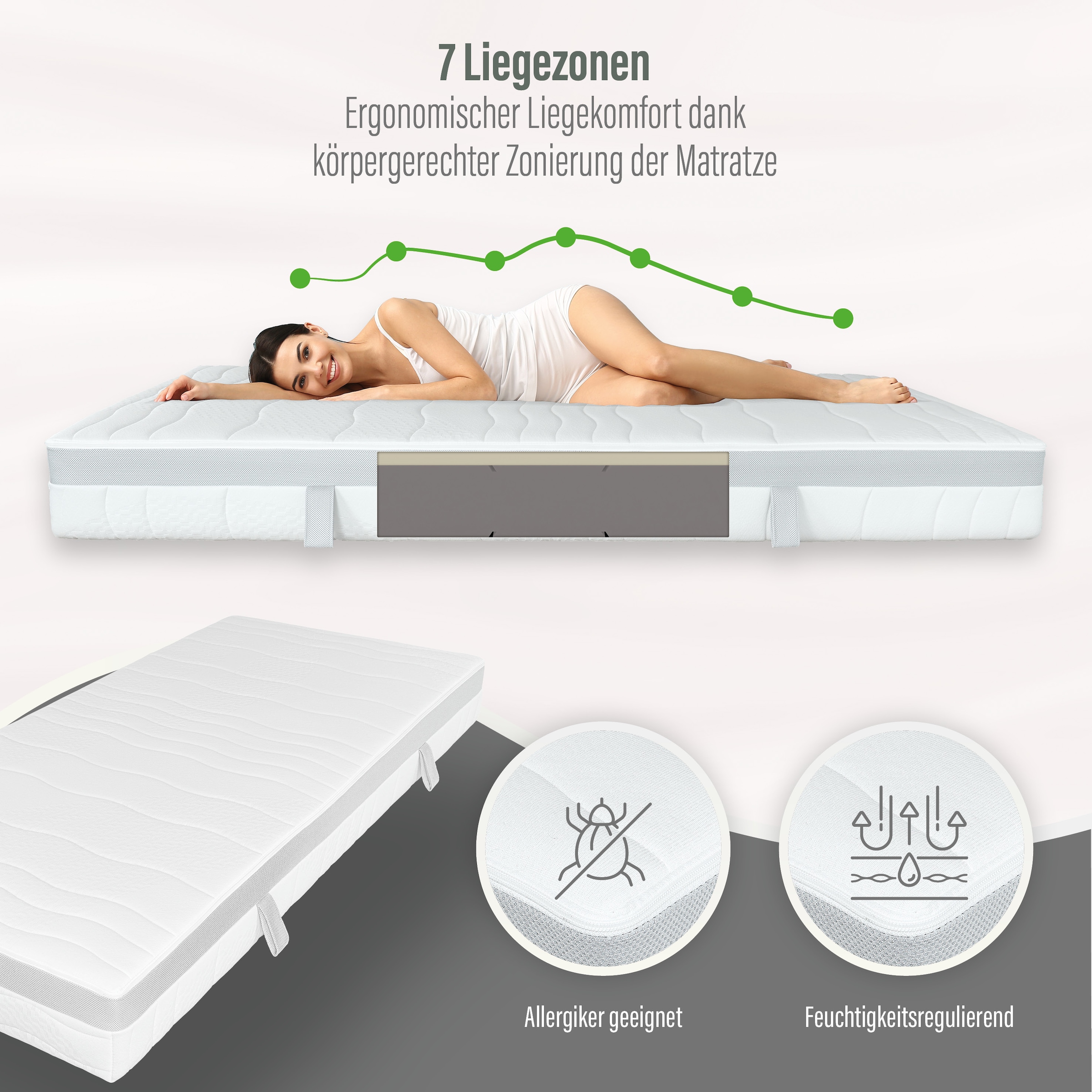 Beco Hybridschaum-Matratze »Feel Like Latex ONE KS«, 21 cm hoch, (1 St.), Ergonomischer Hybridschaum mit komfortabler Feel Like Latex Auflage