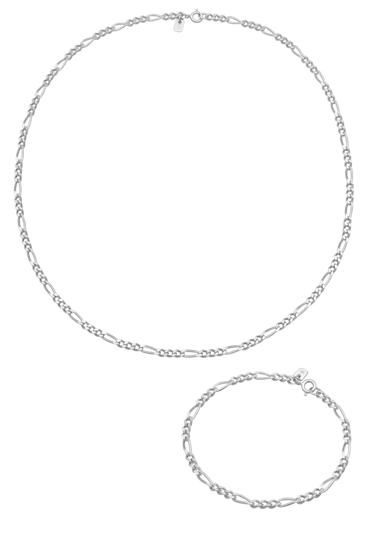 Kuzzoi Ketten und Armband Set »Schmuckset Herren Kette Armband Figaro 925 Sterling Silber«