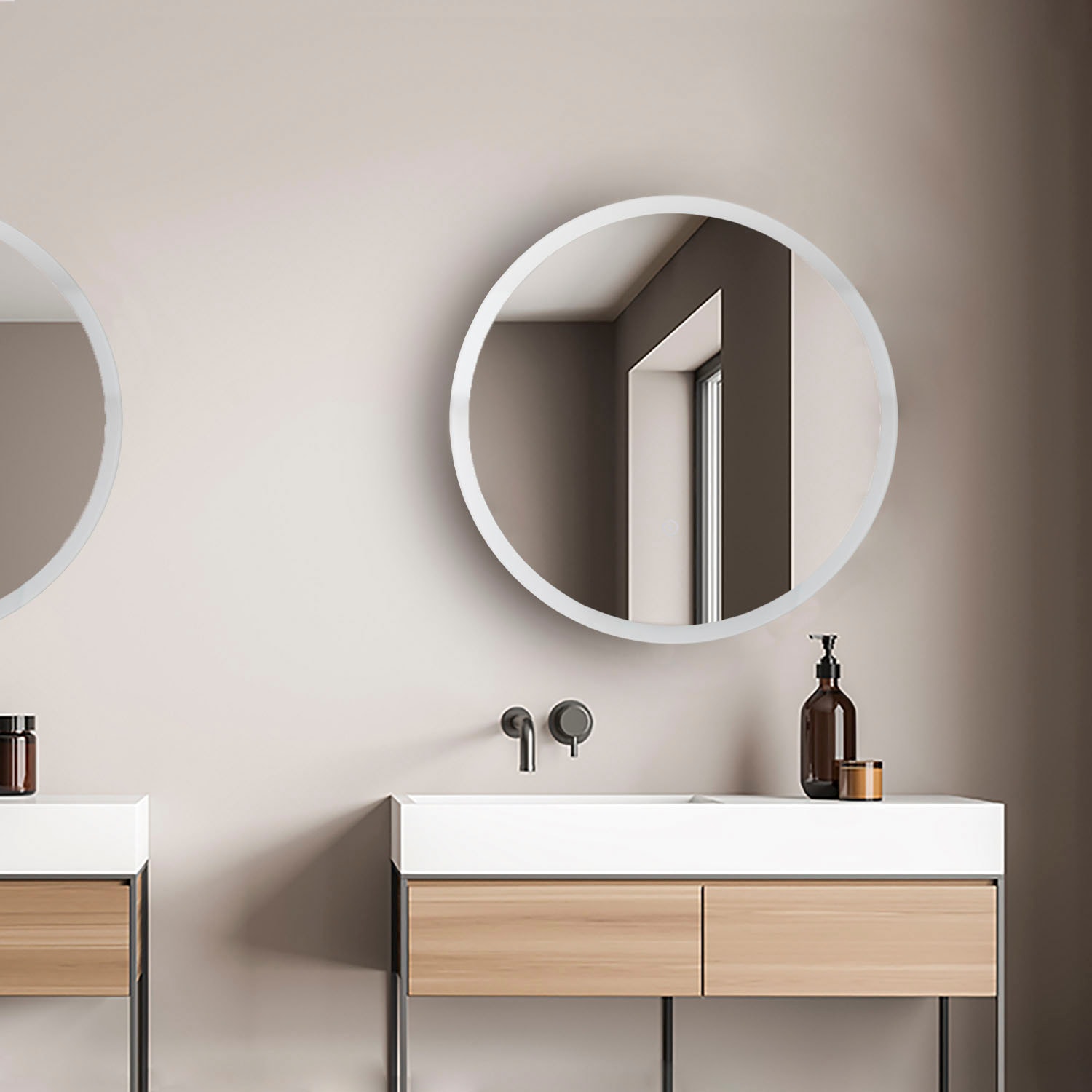 Paco Home Wandleuchte »DOROTHY«, Spiegel LED Backlight Rund 50cm Touch-Schalter Wandspiegel Modern