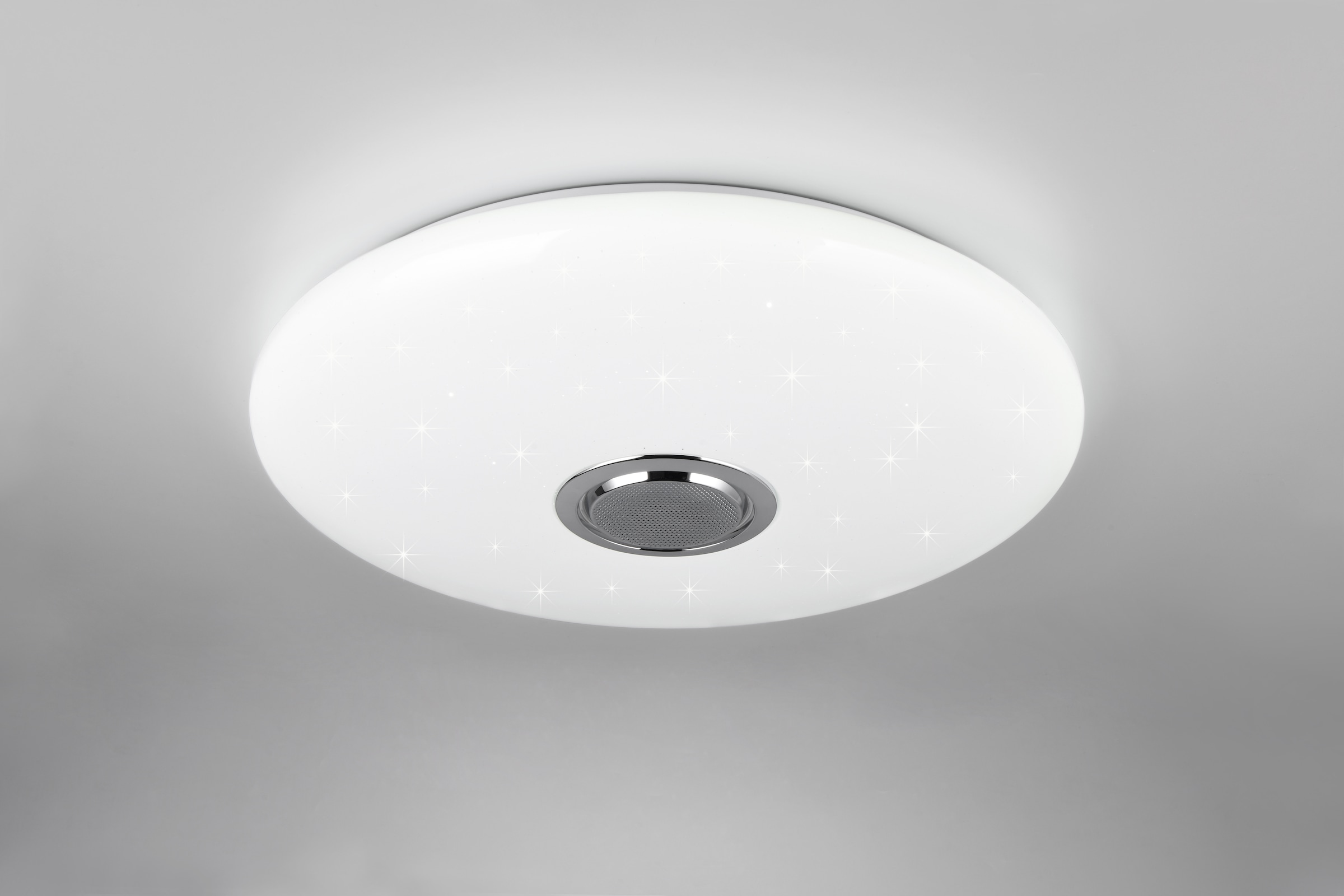 REALITY Leuchten LED Deckenleuchte »MUSICA, LED Deckenlampe mit Bluetooth Lautsprecher, Fernbedienung inkl« LED-Board 1 Stk. warmweiß - kaltweiß RGBW Farbwechsel mit Rainbow-Effekt, dimmbar, Timer, Starlight, Memory