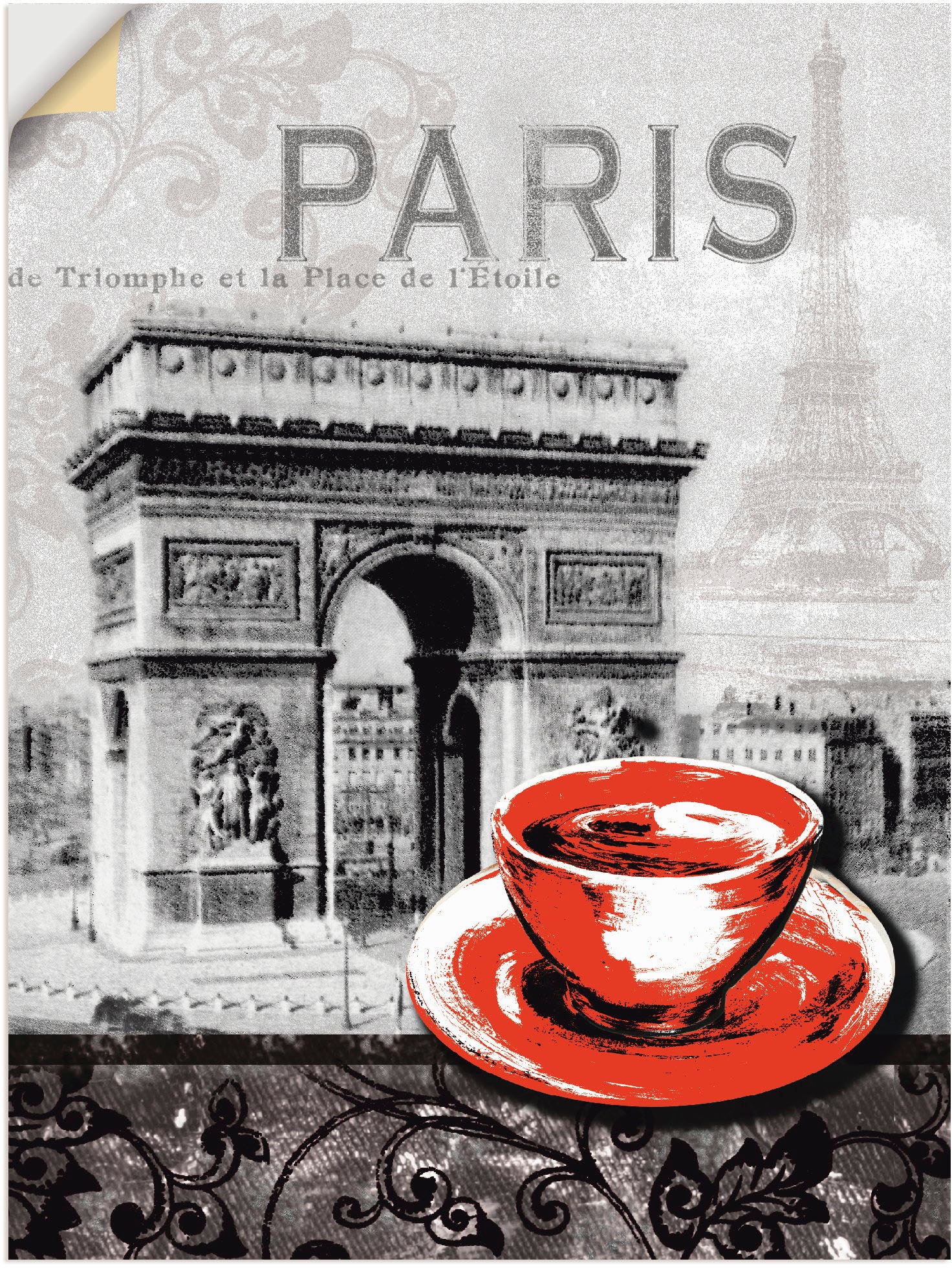 Artland Wandbild »Paris - Café au Lait - Milchkaffee«, Gebäude, (1 St.), als Alubild, Outdoorbild, Leinwandbild, Poster, Wandaufkleber