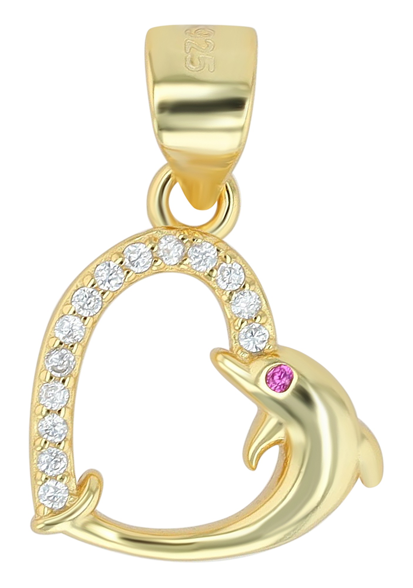 Adelia´s Herzanhänger »Kinder Anhänger ¿ Delfin Herzanhänger aus 925 Silber mit Zirkonia«