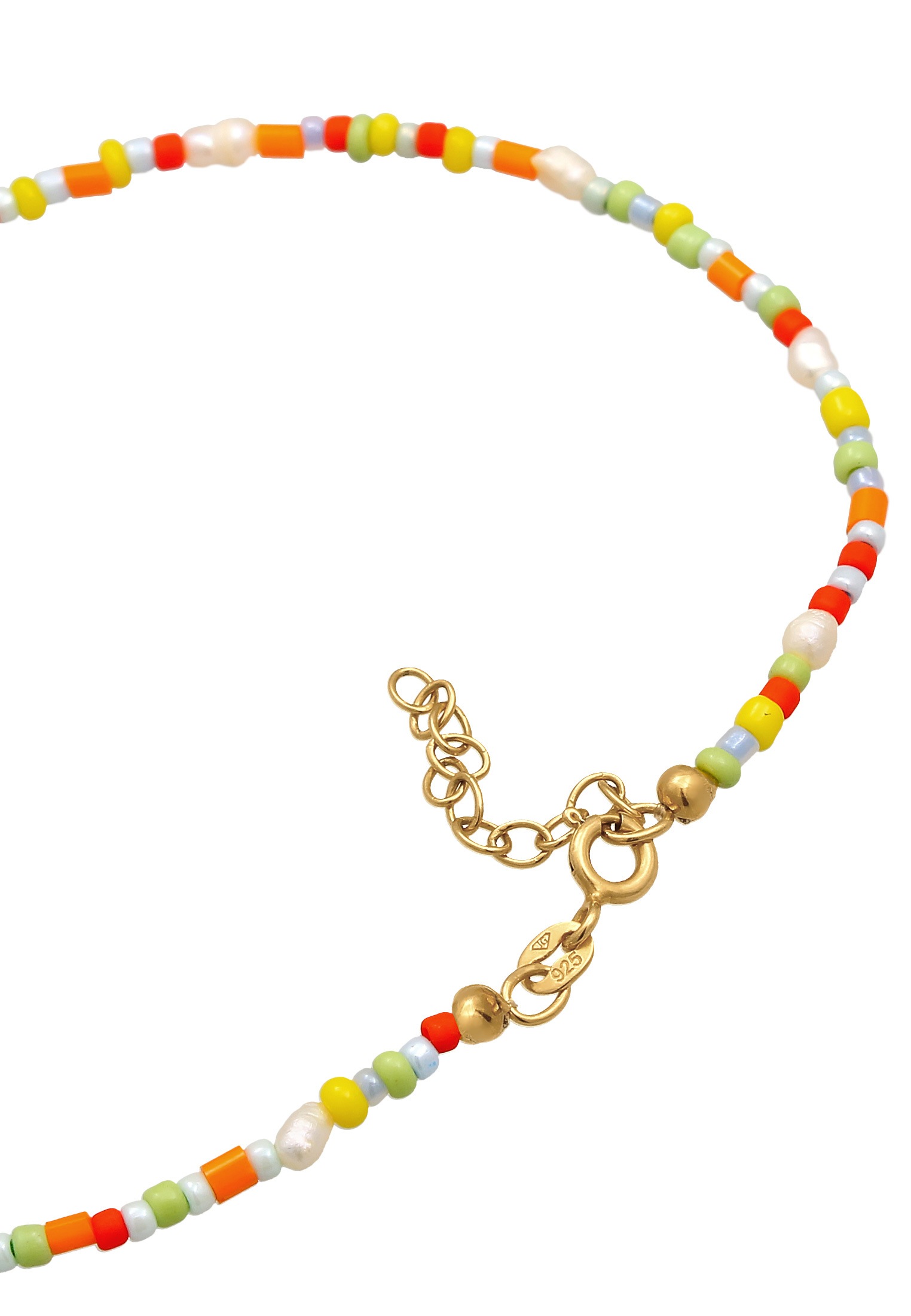 Elli Fußkette »Fußschmuck Süßwasser-Zuchtperlen Glas Beads Bunt 925 Silber«