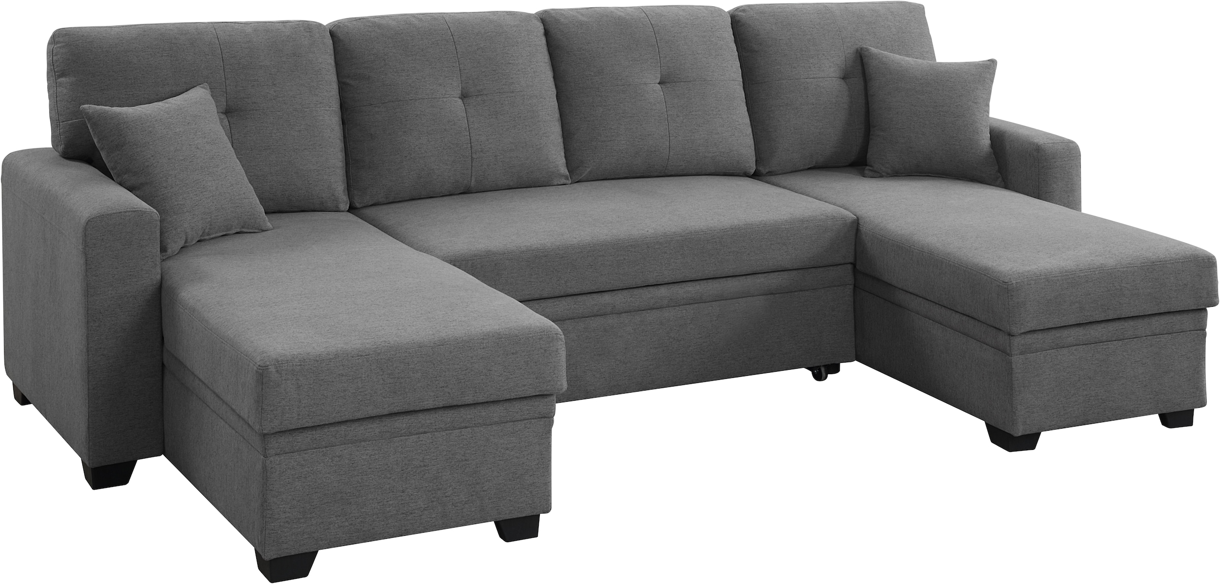 ATLANTIC home collection Wohnlandschaft »Gerrit U-Form«, Schlafsofa, mit 2 Bettkästen, Recamiere rechts oder links montierbar