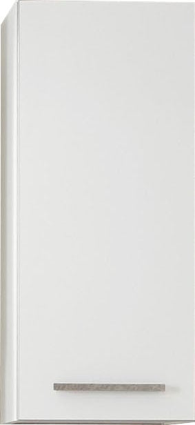 Saphir Hängeschrank »Quickset 953 Wand-Badschrank 30 cm breit mit 1 Tür und 2 Einlegeböden«, Badezimmer-Hängeschrank in Weiß Glanz mit Griffen in Betonoptik