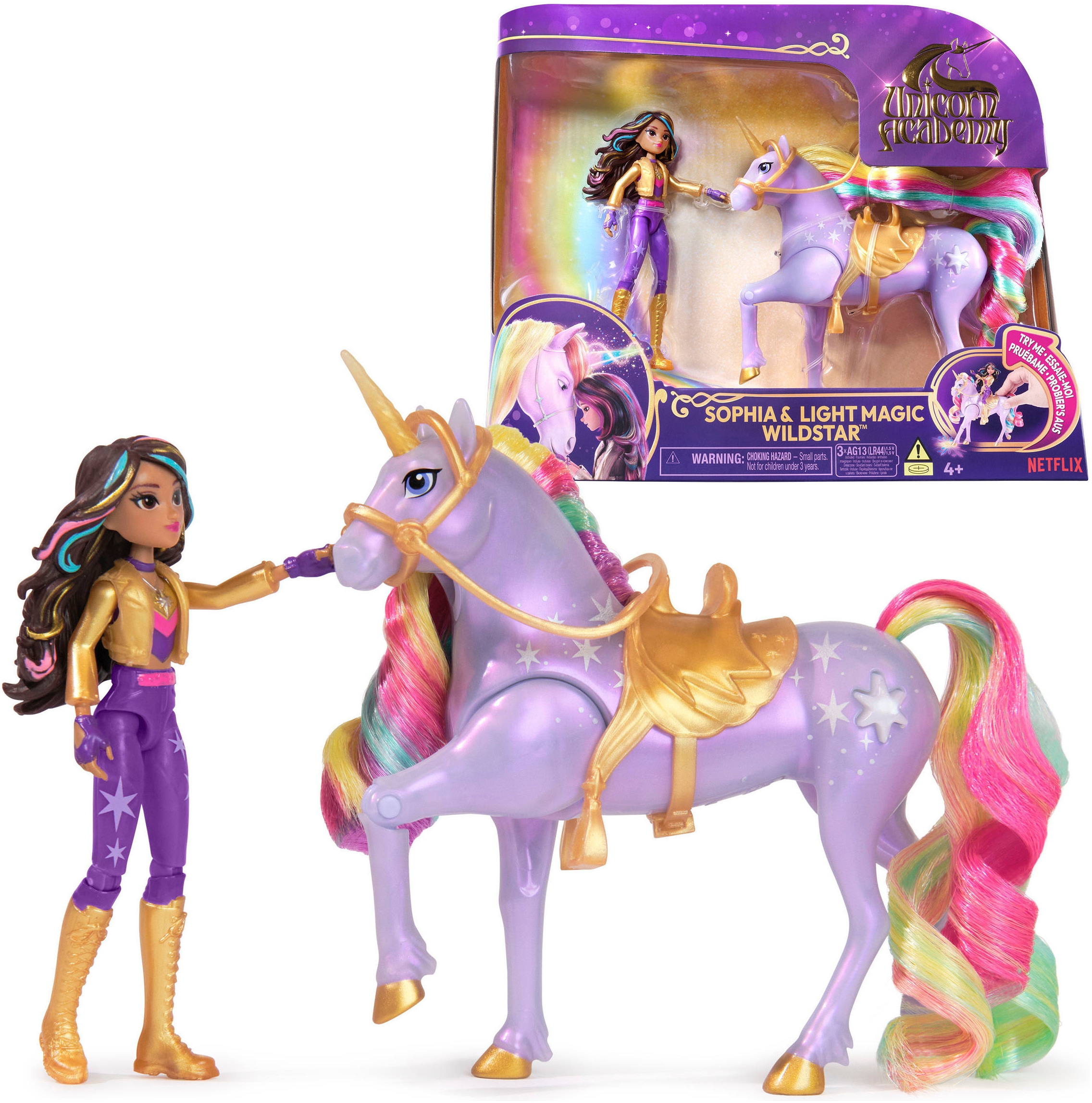 Anziehpuppe »Unicorn Academy - Small Doll & Unicorn - Sophia & Light Magic Wildstar«