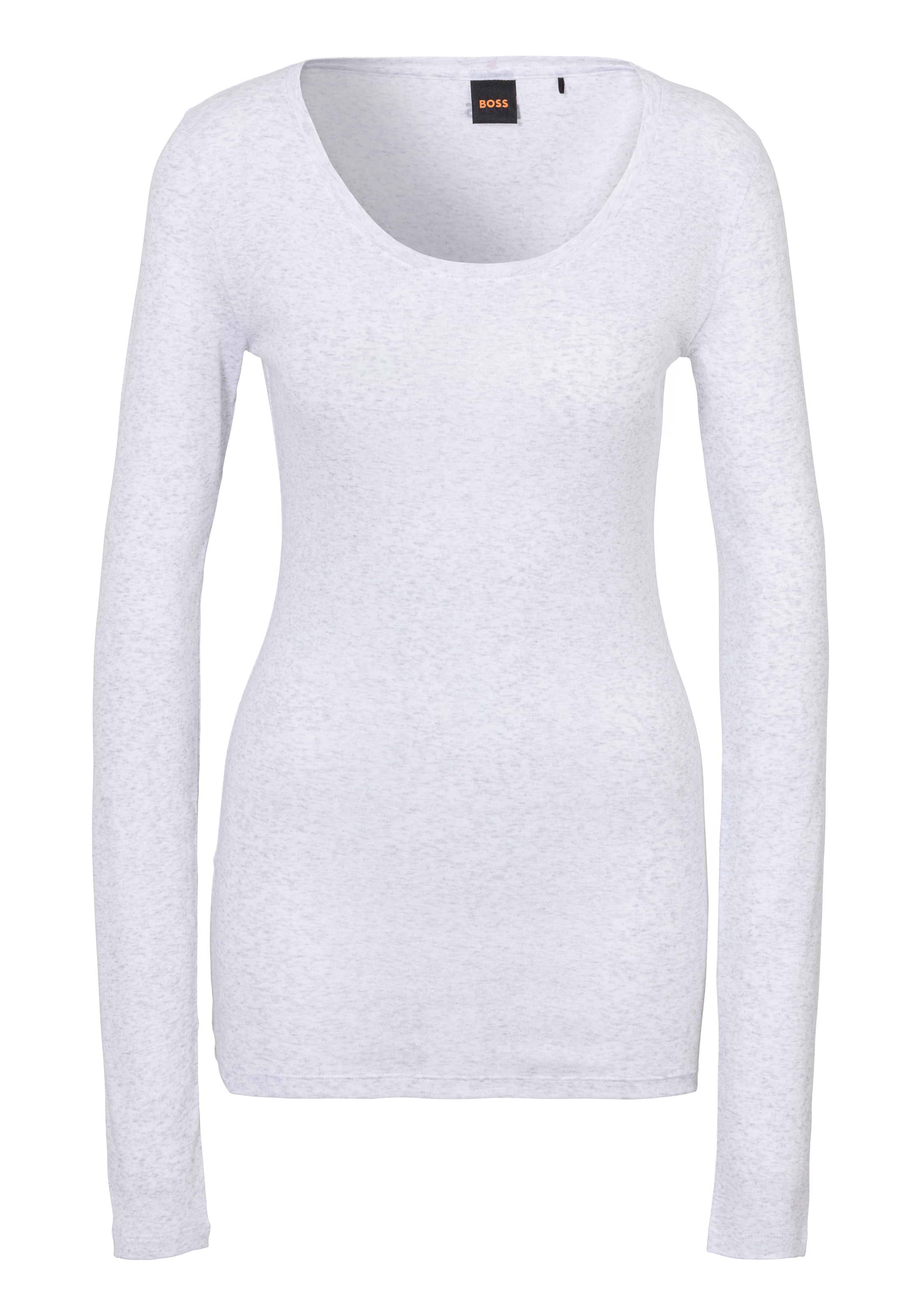 BOSS ORANGE Langarmshirt »Elayer Premium Damenmode«, mit tiefem Ausschnitt