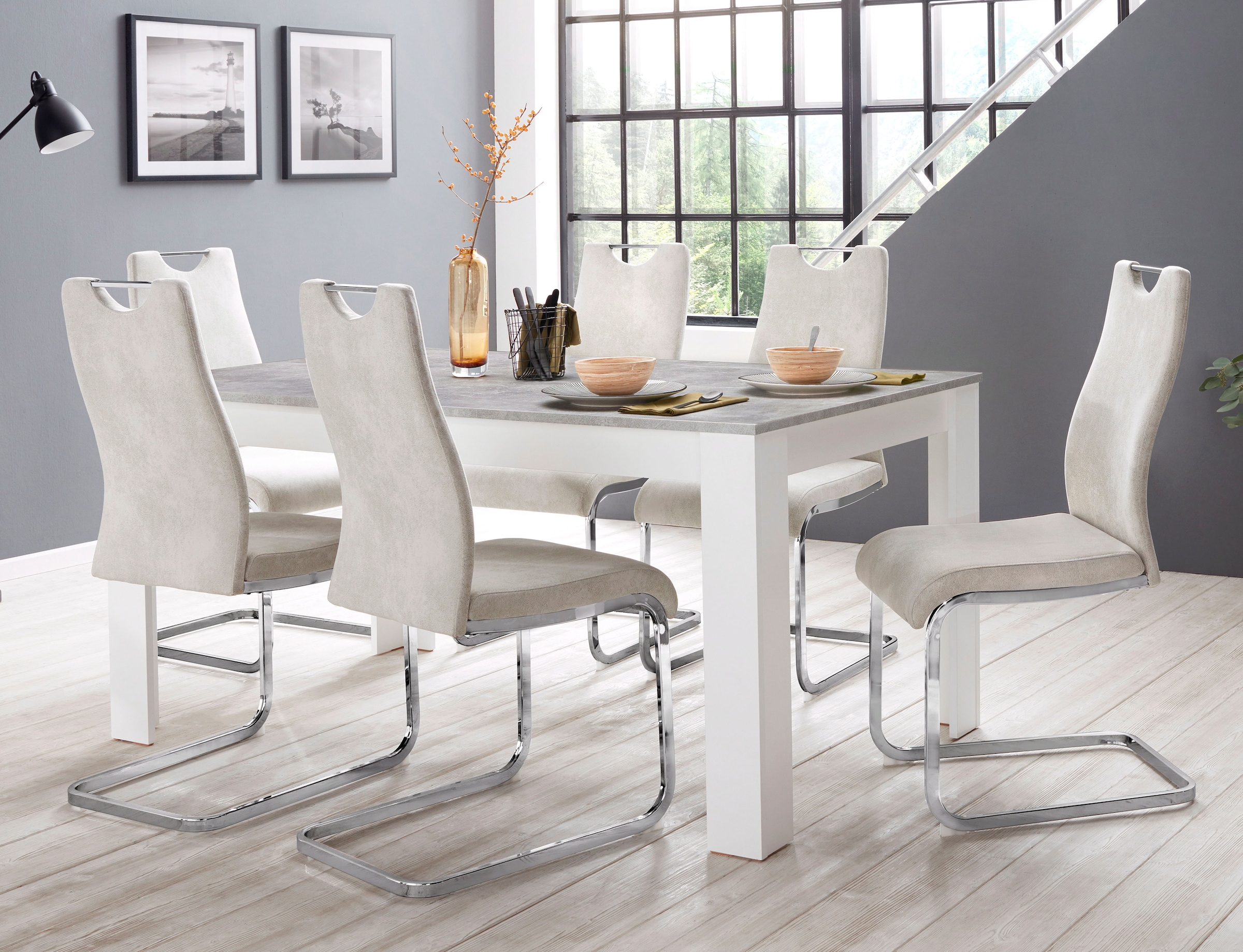 Home affaire Esszimmerstuhl »Milano« (Set) 2 Stk.Bezug in Microfaser oder Cord, Freischwinger, als 2er oder 4er Set erhältlich