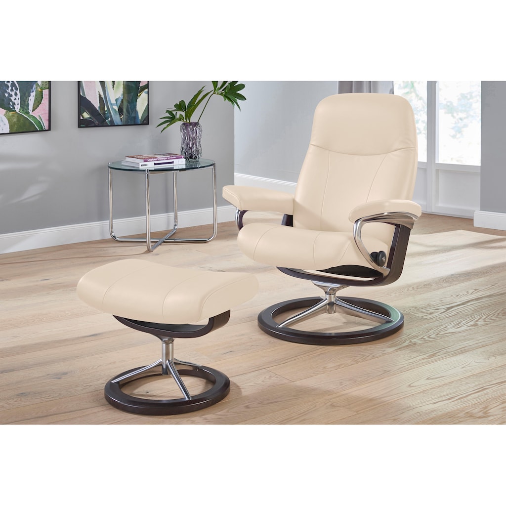 Stressless® Relaxsessel »Garda«, (Set, Relaxsessel mit Hocker), mit Hocker, mit Signature Base, Größe M, Gestell Wenge