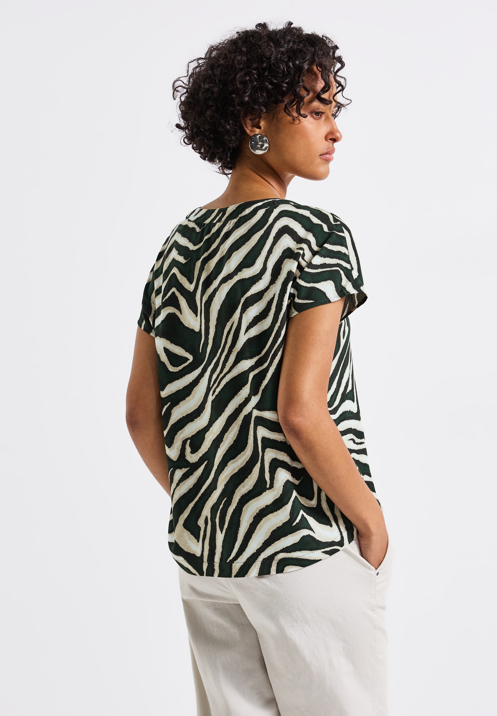STREET ONE Kurzarmbluse, mit Zebra-Muster