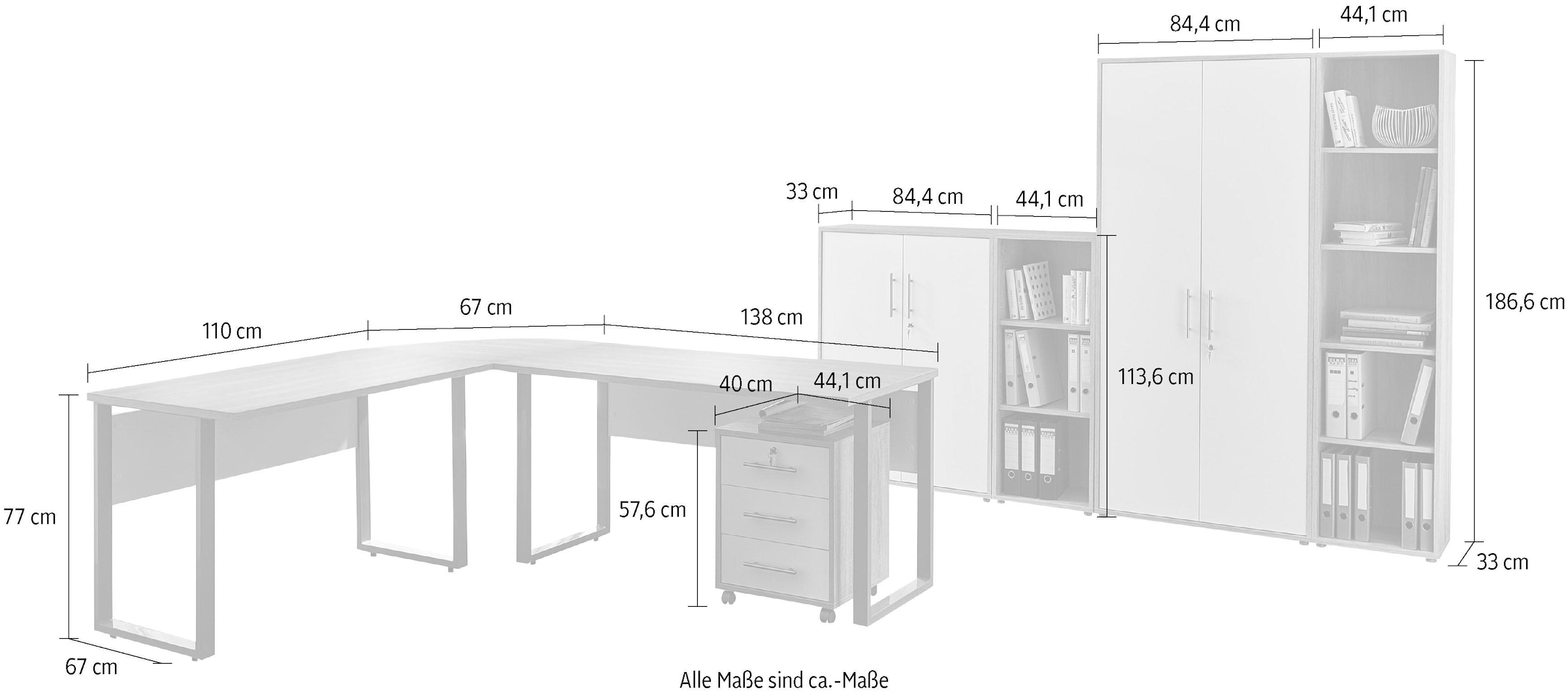 BMG Möbel Büromöbel-Set »Tabor Office 4«, (Set, 8 tlg.)