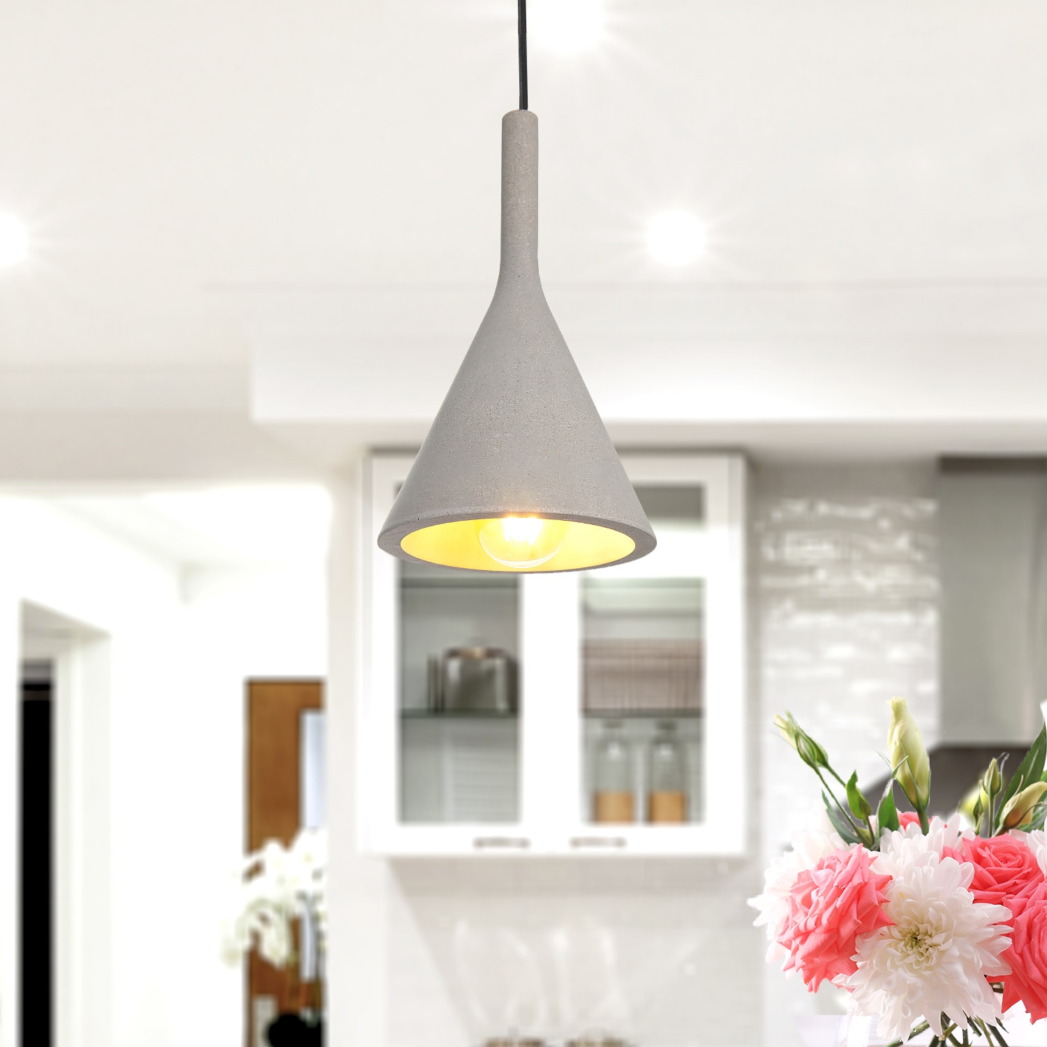 Paco Home Pendelleuchte »CLOUCH«, 1 flammig, Leuchtmittel E27 | ohne Leuchtmittel, LED, E27, Lampe Für Wohnzimmer Esszimmer Küche, Höhenverstellbar