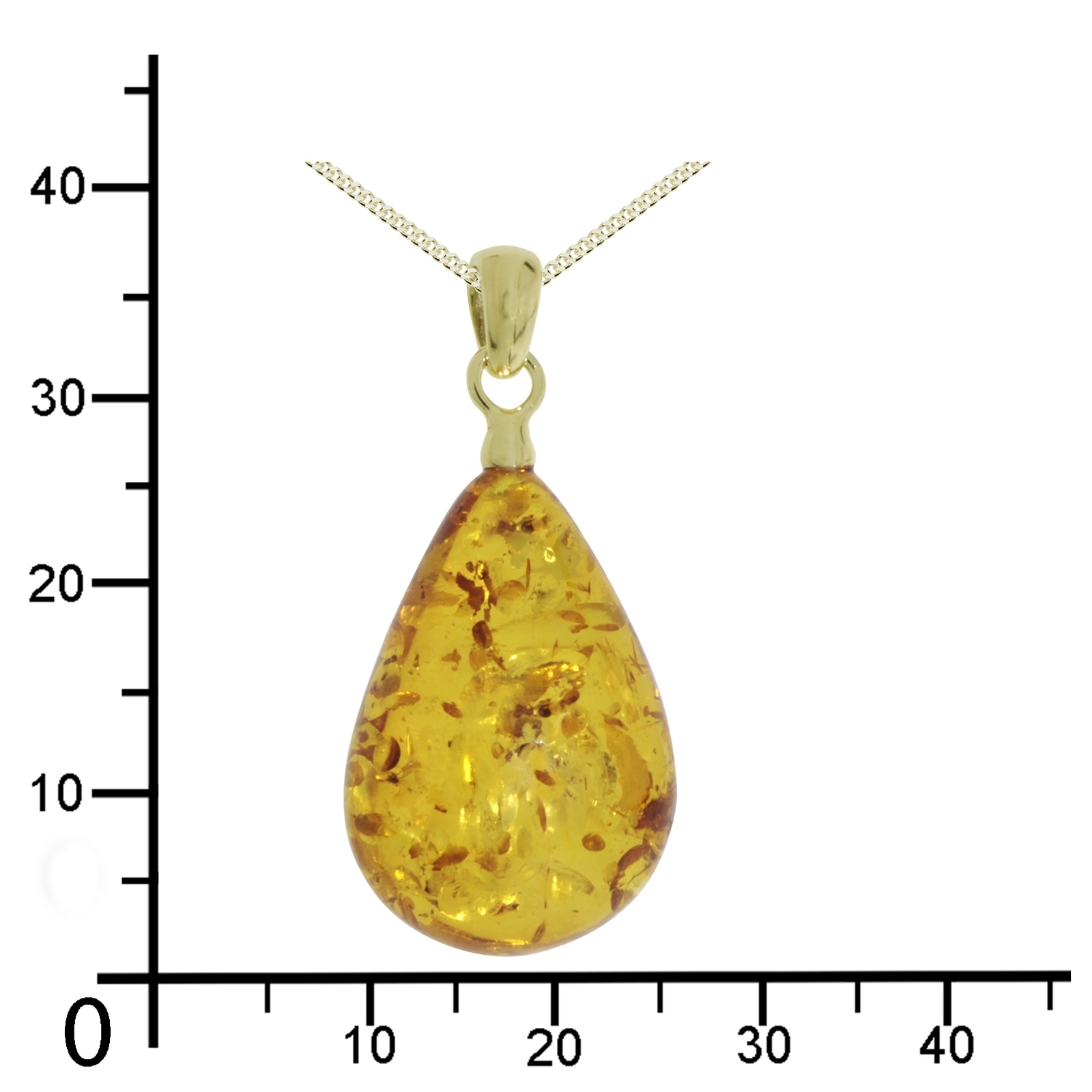 OSTSEE-SCHMUCK Kette mit Anhänger »- Tropfen ca. 26 mm lang - Silber 925/000, vergoldet - Bernstein«