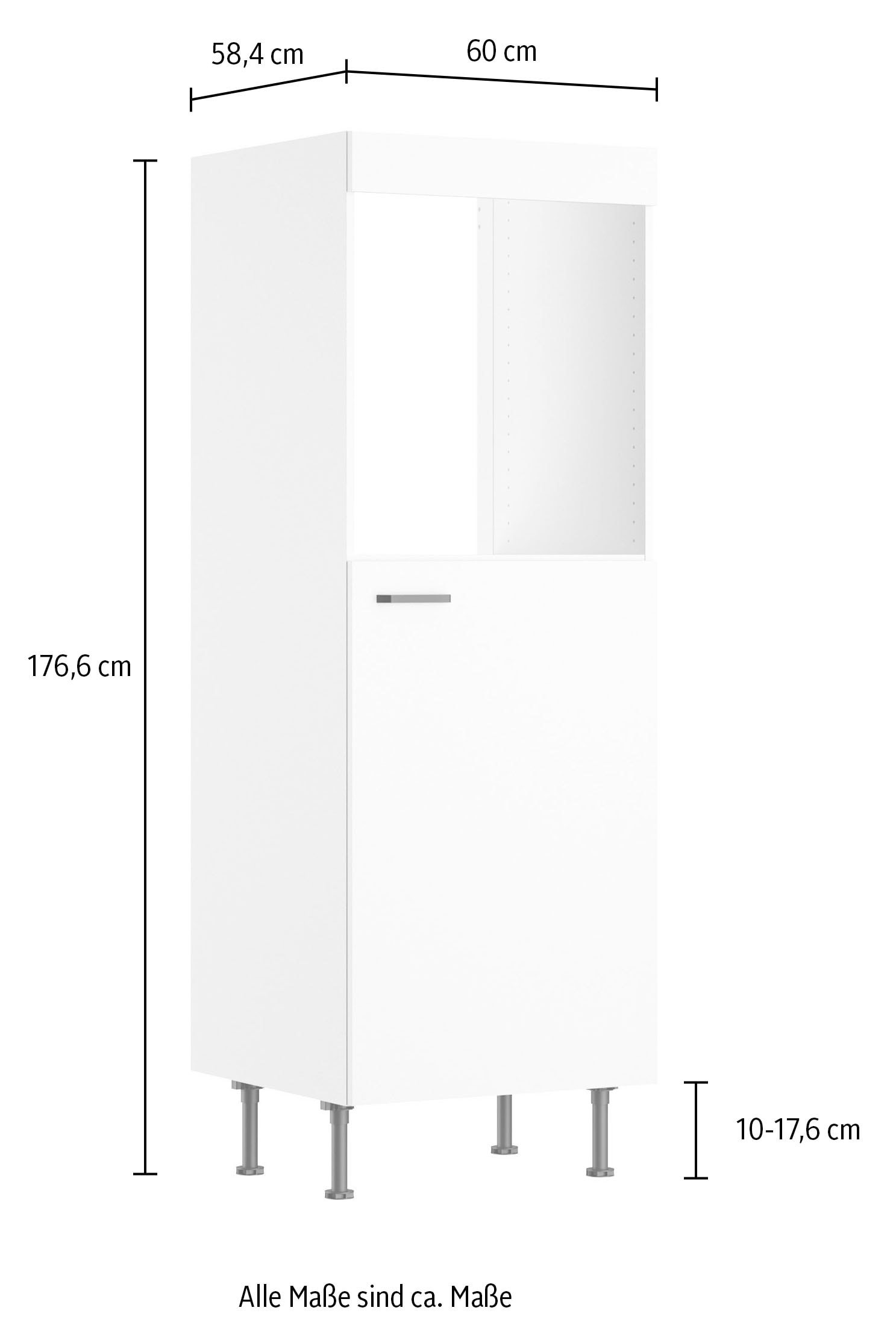 KOCHSTATION Backofen/Kühlumbauschrank »KS-Paula« 60 cm breit, 176 cm hoch, mit 1 festen Blende, 1 Tür