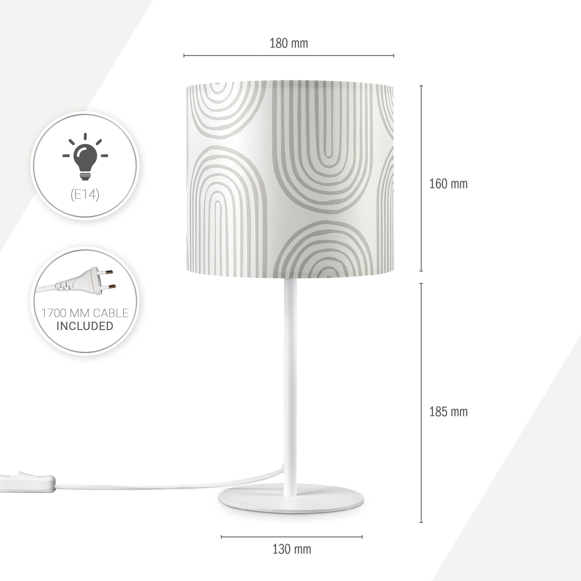 Paco Home Tischleuchte »Luca Pillar«, Leuchtmittel E14 | ohne Leuchtmittel, Mit Stoffschirm Nach Schlafzimmer Abstrakt Modern Retro E14