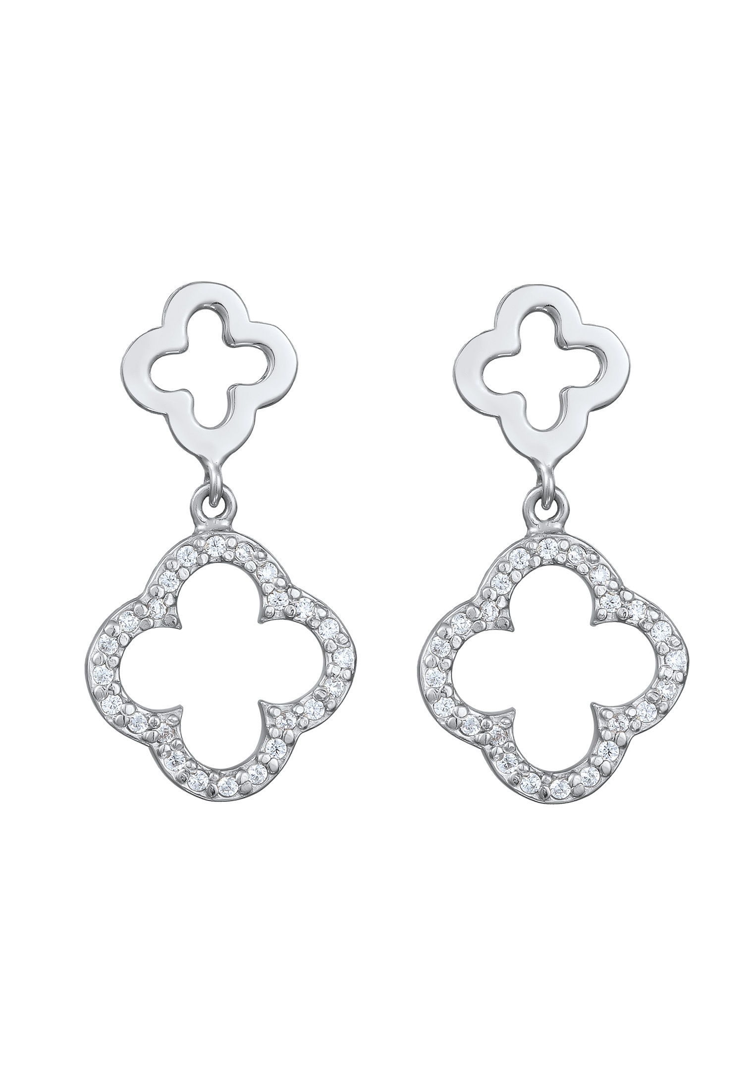 Elli Paar Ohrstecker »Ohrringe Kleeblatt Zirkonia Weiß Glück 925 Sterling Silber«