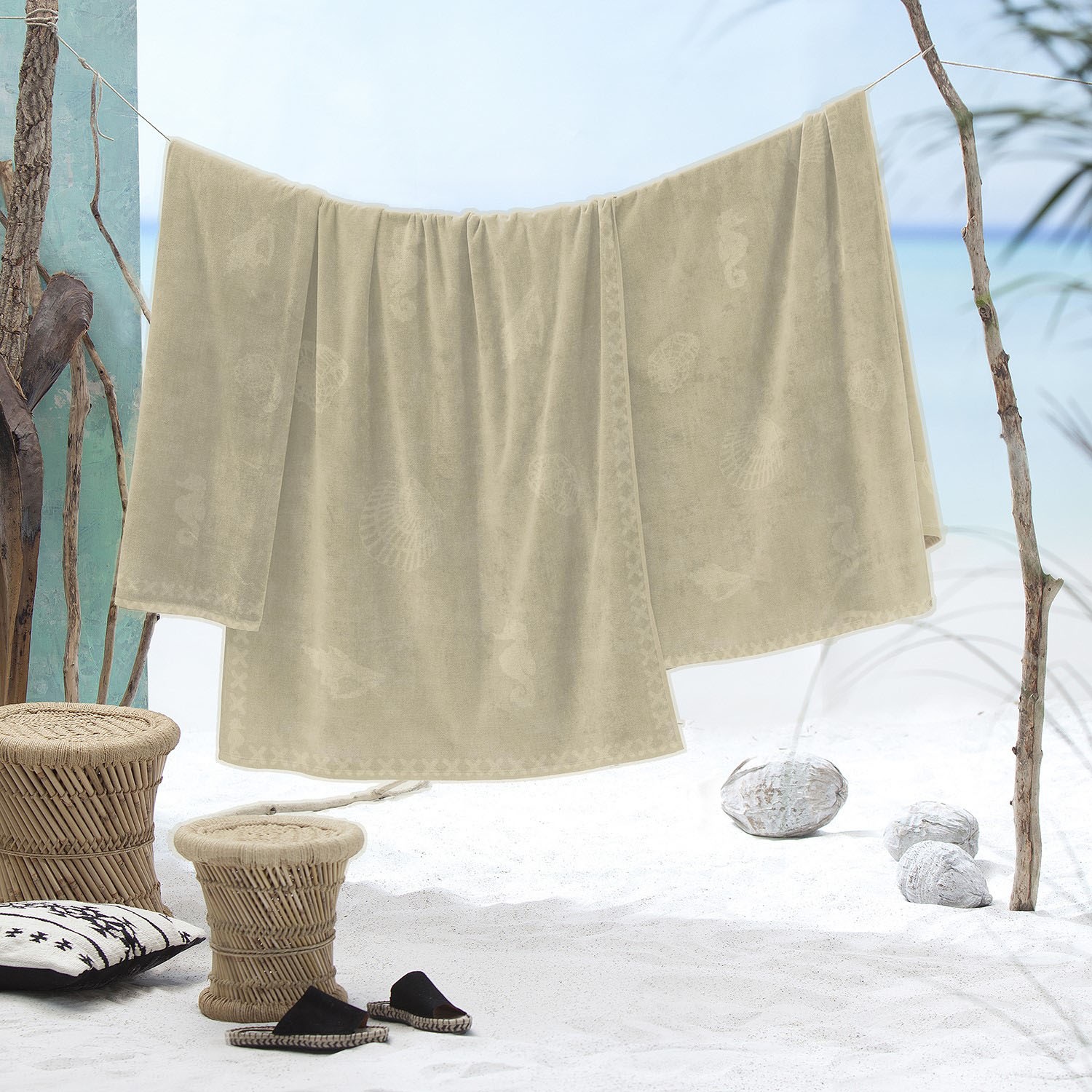 Seahorse Strandtuch »Shells«, (1 St., Strandtuch 100 x 200 cm), mit Meeresmotive