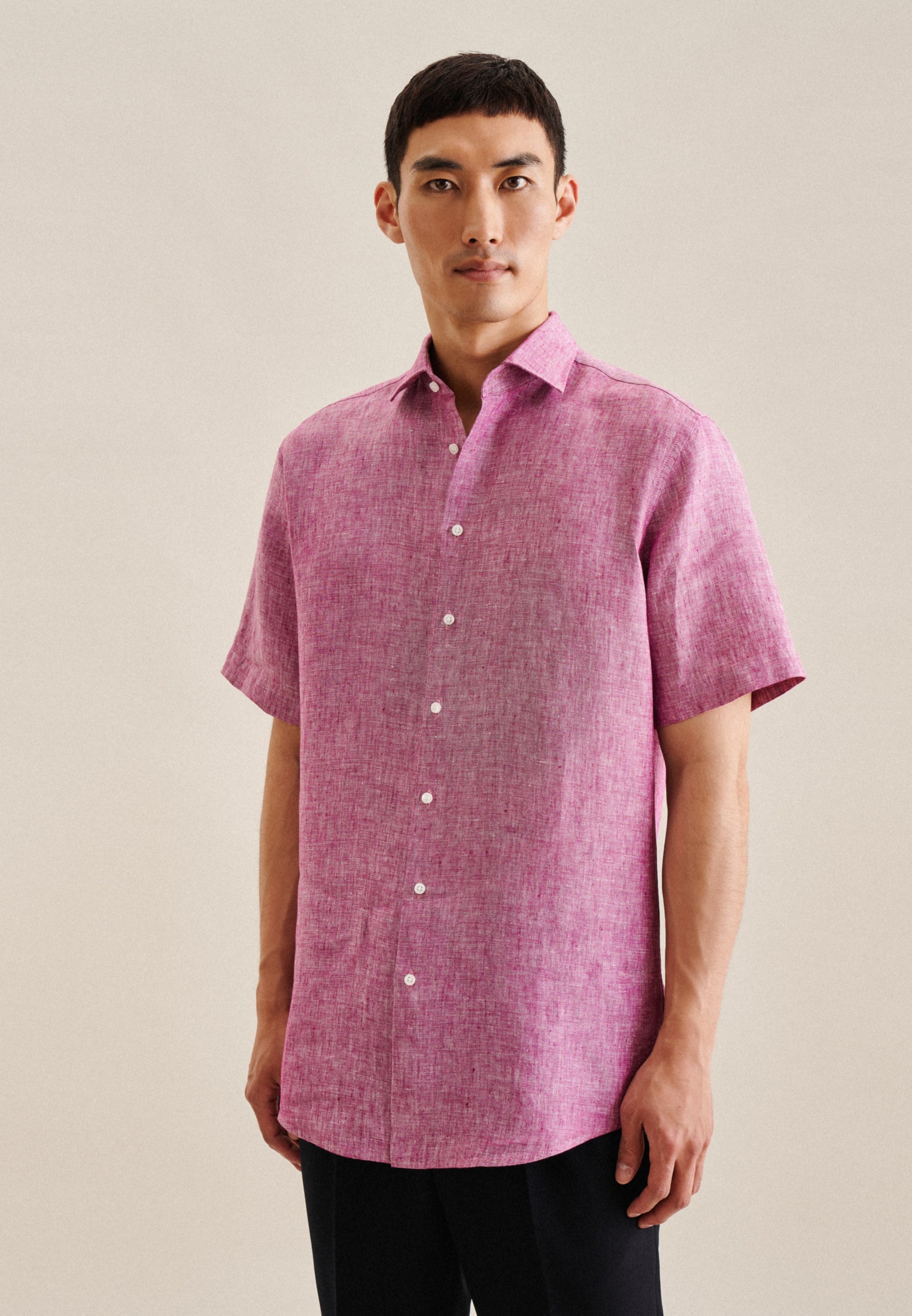 Seidensticker Herren Businesshemd »Regular« Regular Kurzarm Kentkragen Uni in rot, Größe XL (44)