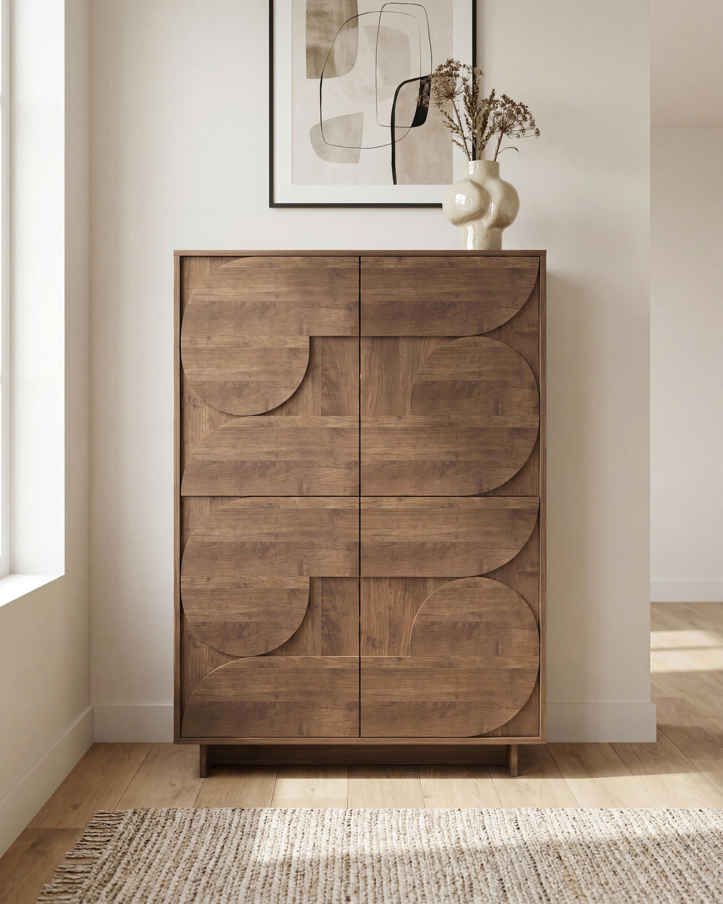 Home affaire Highboard »Zen, B/H 105/147 cm, 4 Türen, Hochkommode, Stauraumschrank« Push-to-open, 3D-Fronten, Mercure-Holzstruktur, viel Stauraum