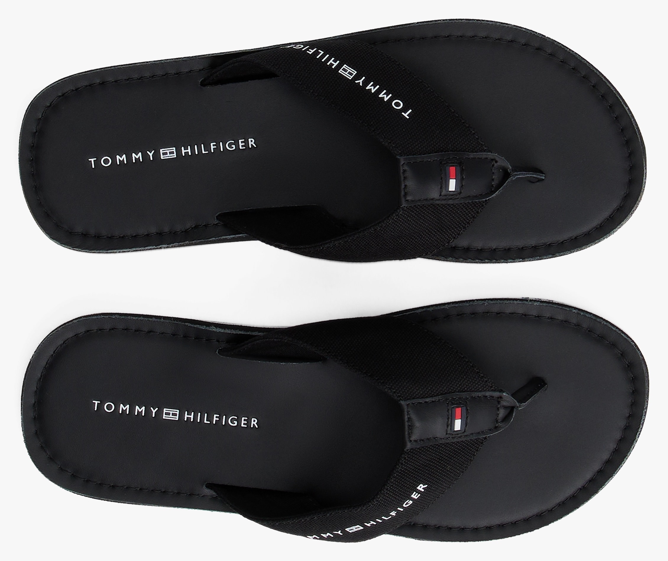 Tommy Hilfiger Zehentrenner »HILFIGER LEATHER BEACH SANDAL«, Dianette, Sommerschuh, Strandschuh mit Logo