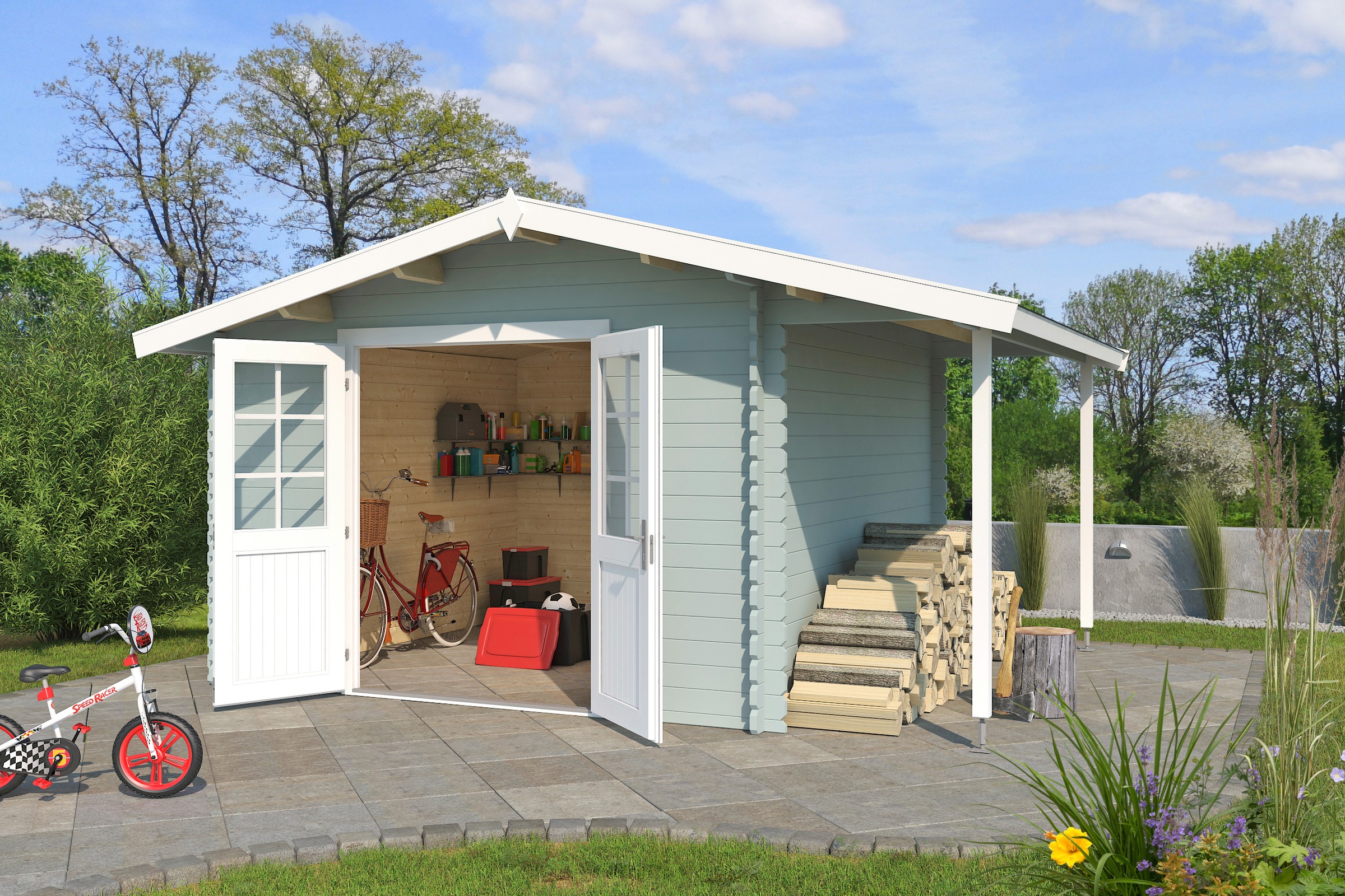 LASITA MAJA Gartenhaus »Tulsa, Gletschergrün«, (Set), mit Dachanbau