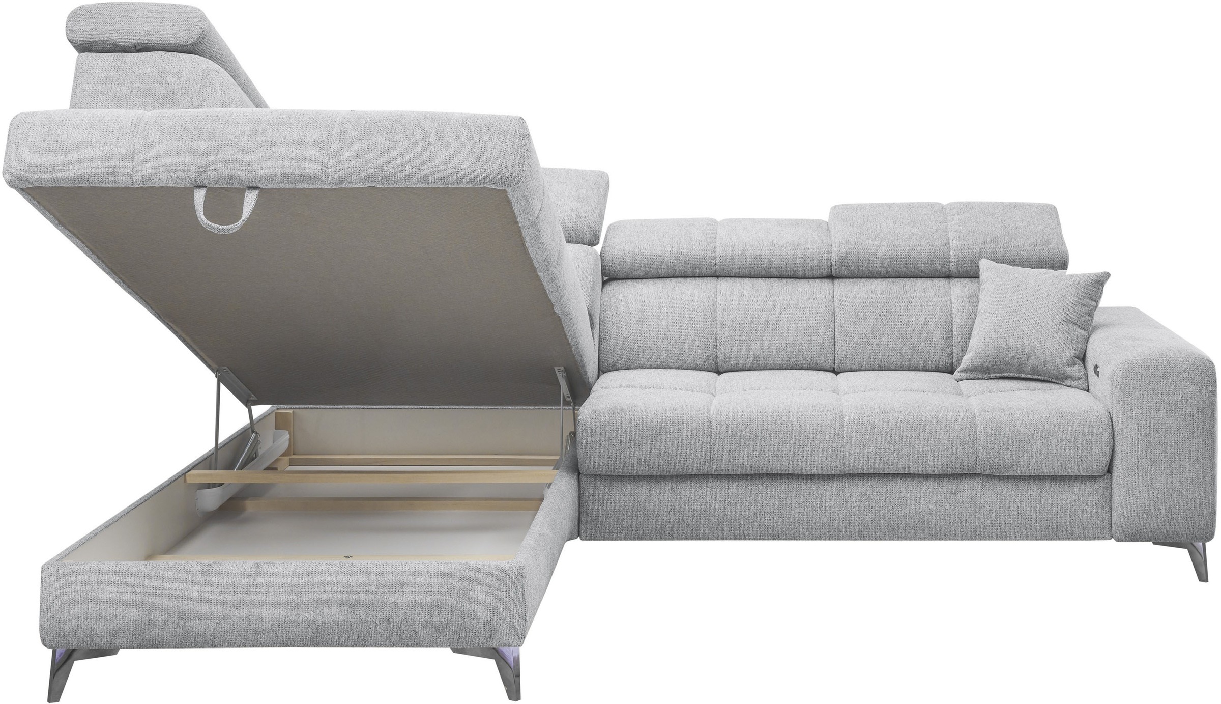 ED EXCITING DESIGN Ecksofa »Sydney L-Form«, mit Bettfunktion, Bettkasten, Kopfteilverstellung & 2 Zierkissen