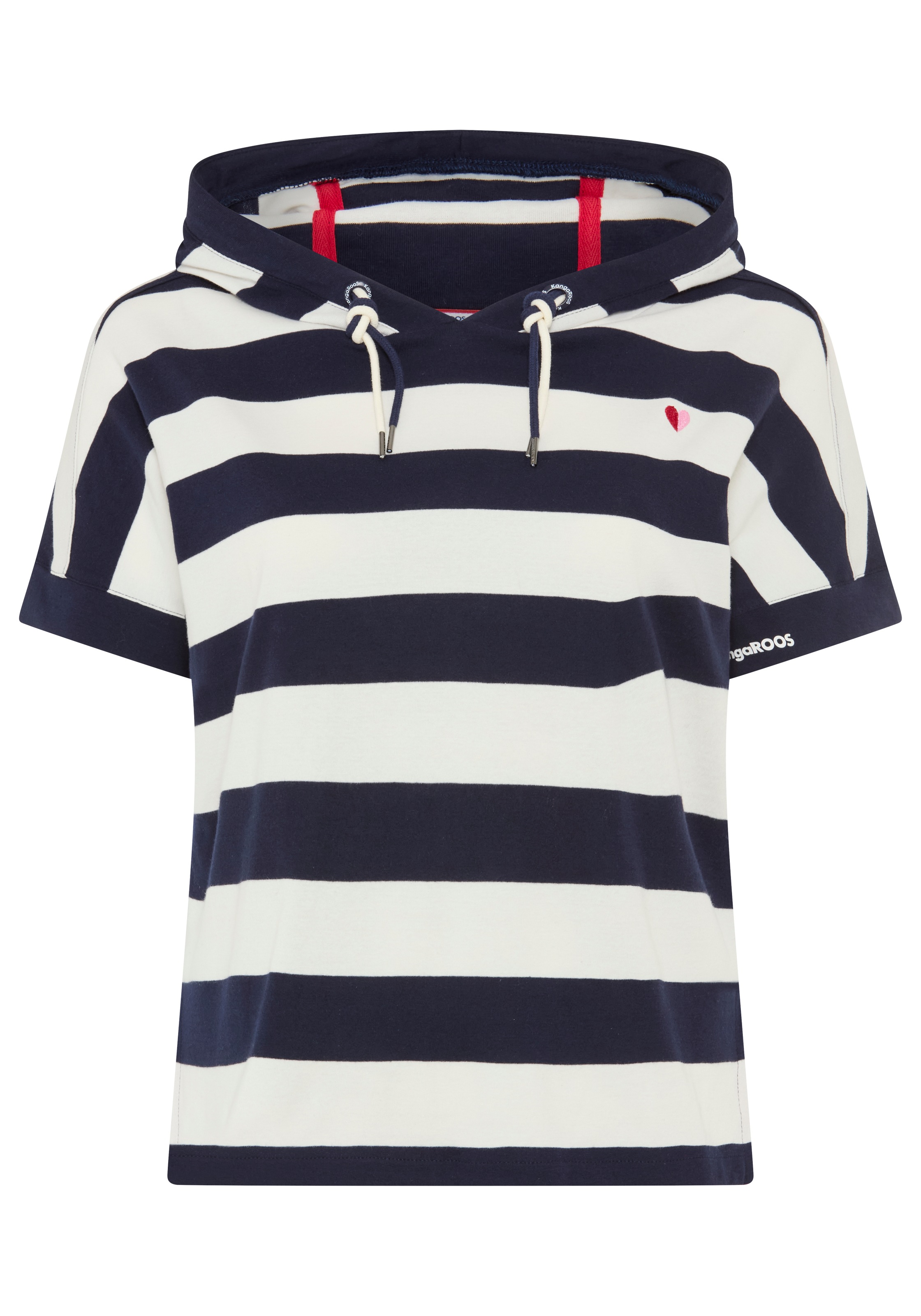 KangaROOS Kapuzenshirt Kurzarmshirt, mit Kapuze, hüftlange Schnittform, große Größen