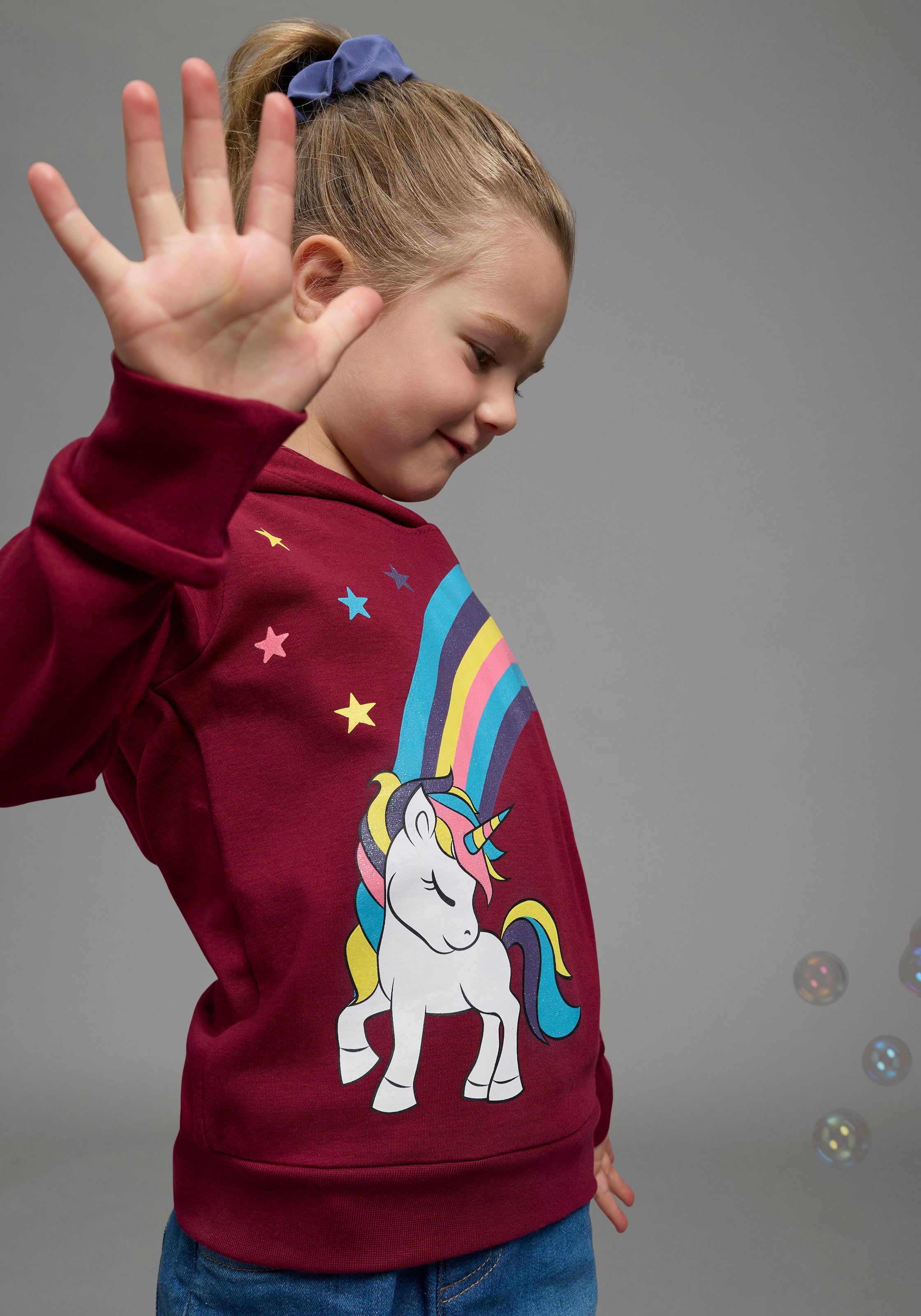 KIDSWORLD Langarmshirt »EINHORN Regenbogen« Langarm,  Basic-Passform,  bedruckt,  aus Baumwolle