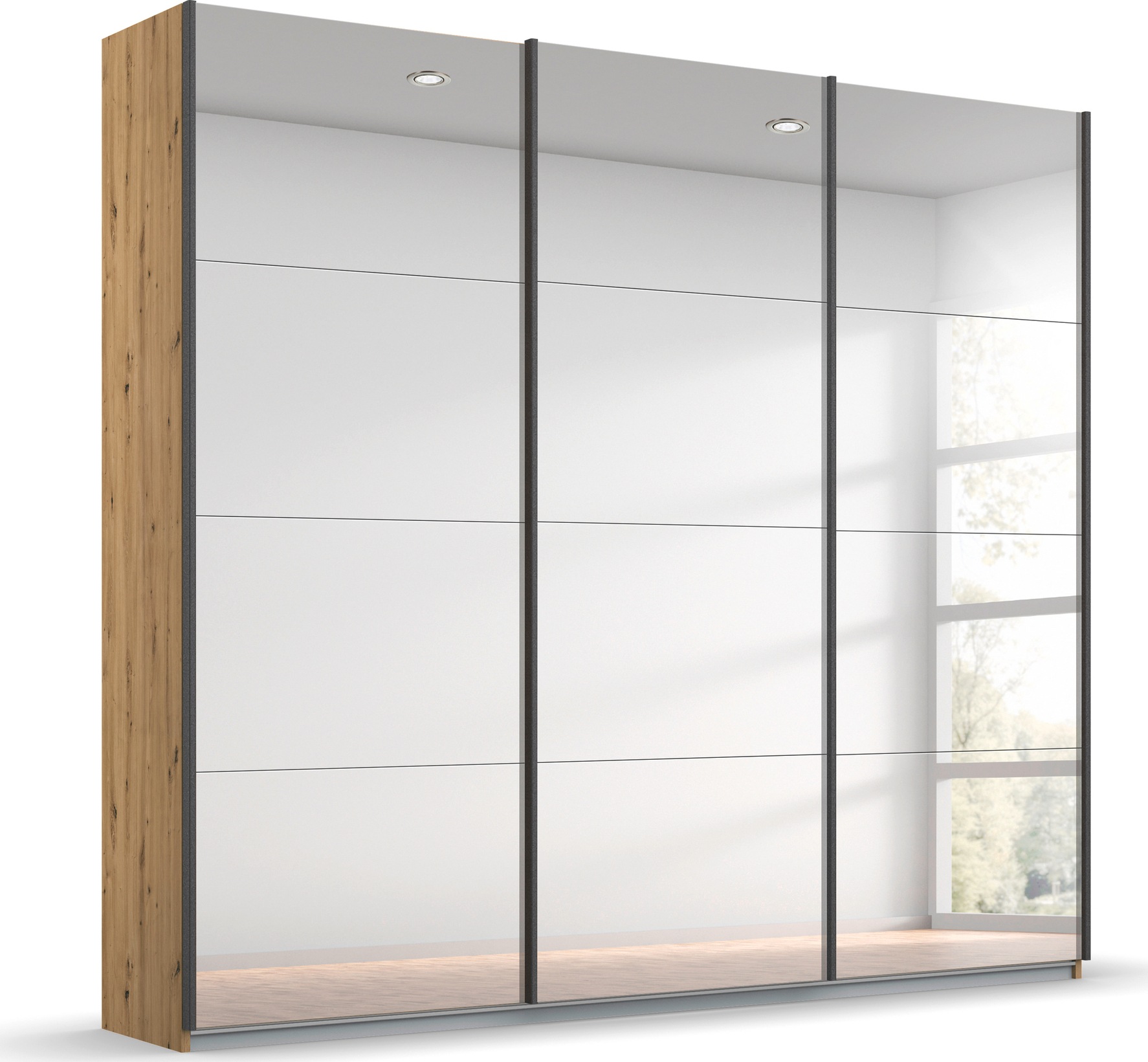 rauch Schwebetürenschrank »Kleiderschrank Schrank Garderobe ORACLE mit Spiegelfront«, inkl. Schubladen-Einsatz und extra Einlegeböden MADE IN GERMANY