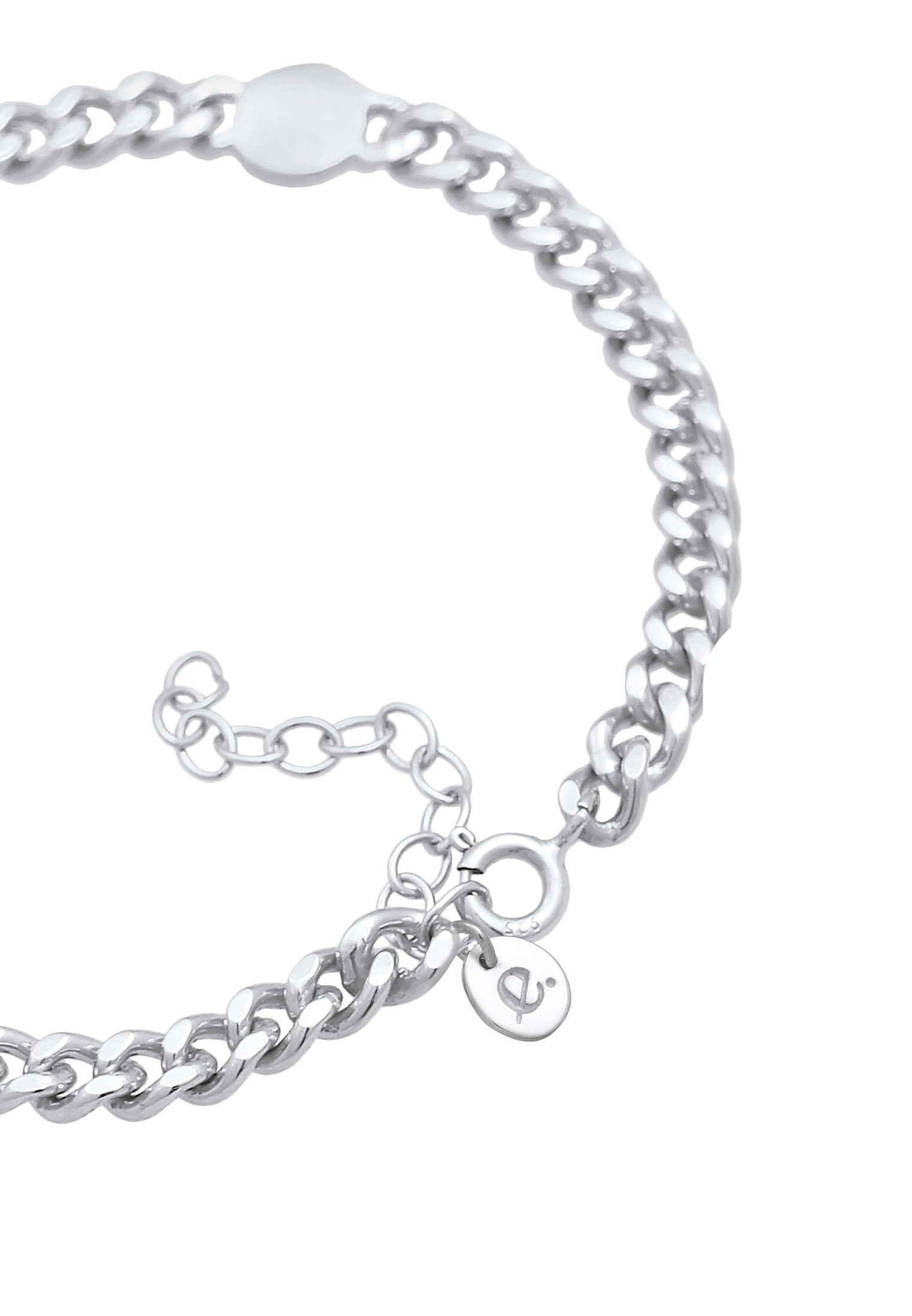 Elli Premium Armkette »Armband Panzerkette Chunky Chain Plättchen Disc 925 Silber«
