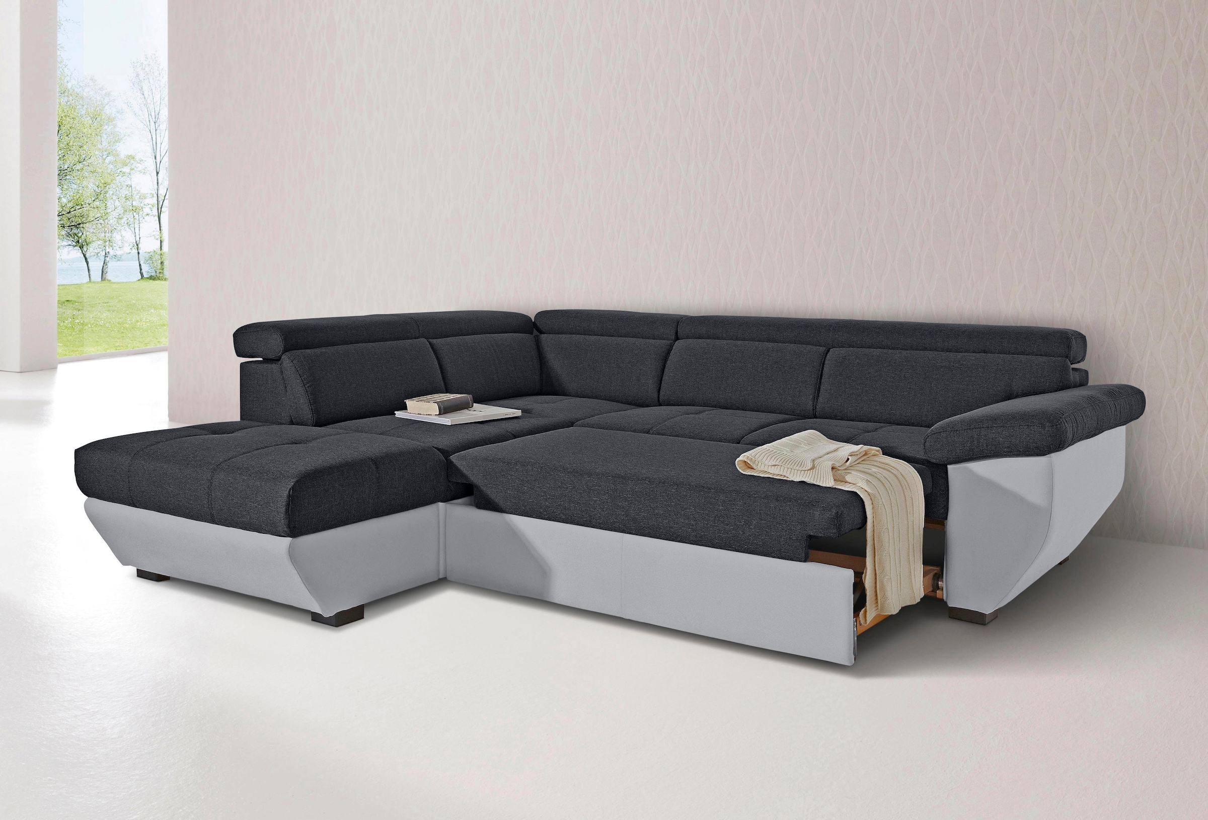 COTTA Polstergarnitur »Speedway L-Form«, (Set), Set bestehend aus: Ecksofa mit Kopfteilverstellung & Hocker
