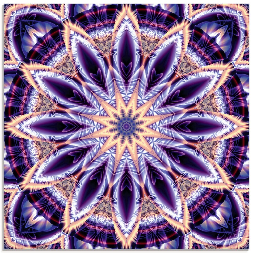 Glasbild »Mandala Stern lila«, Muster, (1 St.)