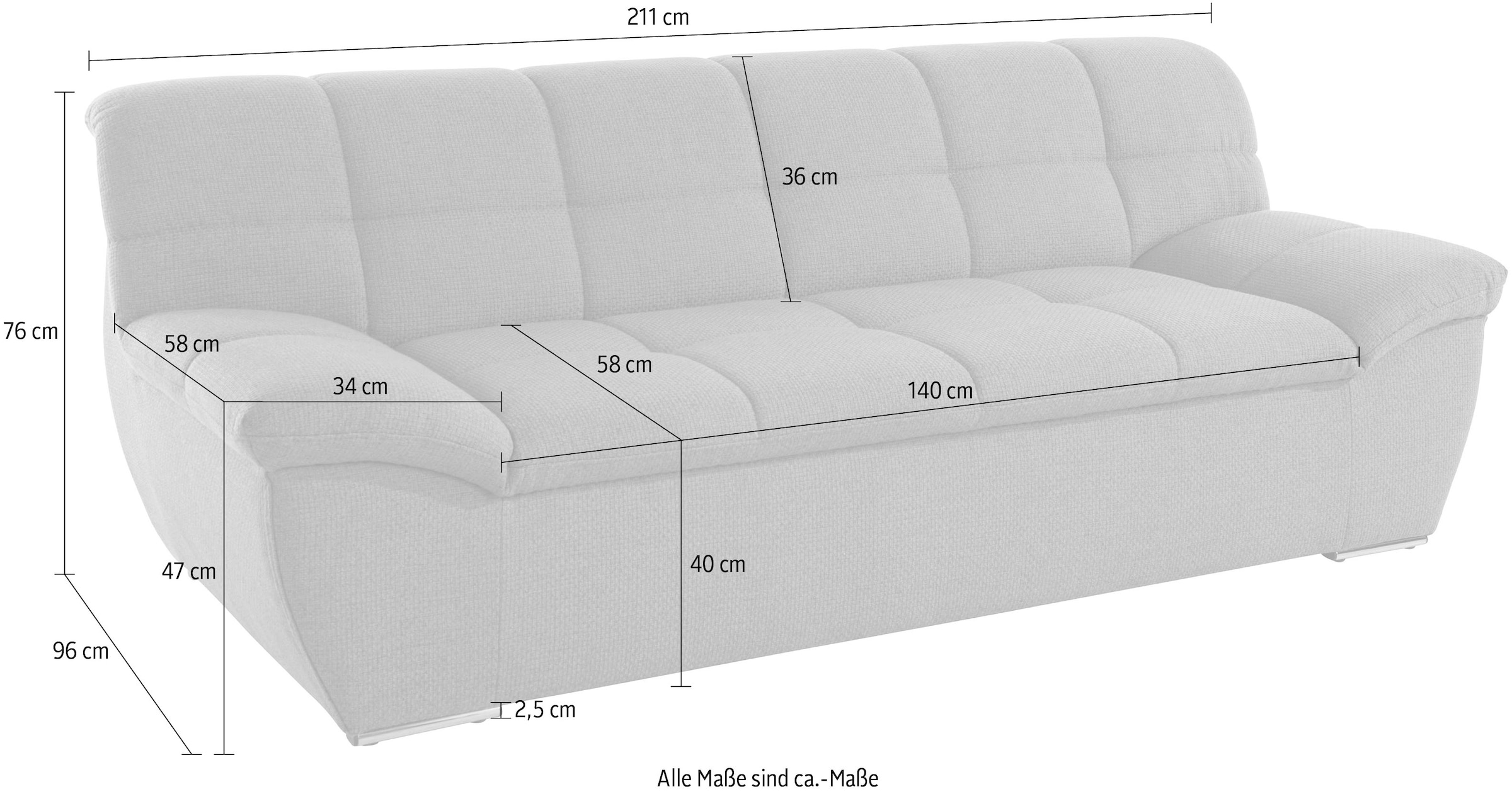 DOMO collection 2-Sitzer »Lagoa, moderne Sitzheftung, bequem und komfortabel« frei im Raum stellbar, in großer Farbauswahl
