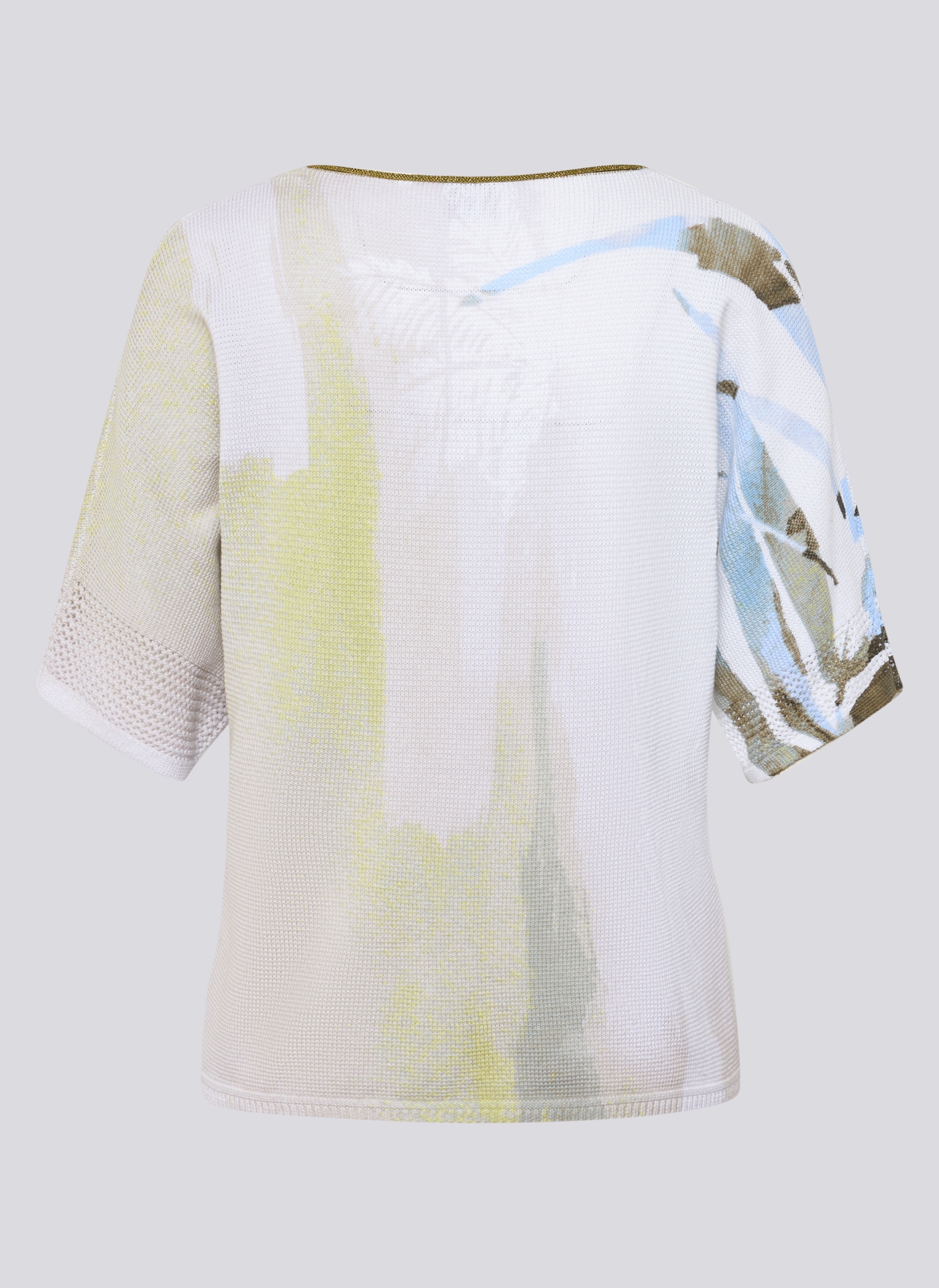 Rabe Strickpullover 3/4-Ärmel mit floralem Muster und Glitzersteinen