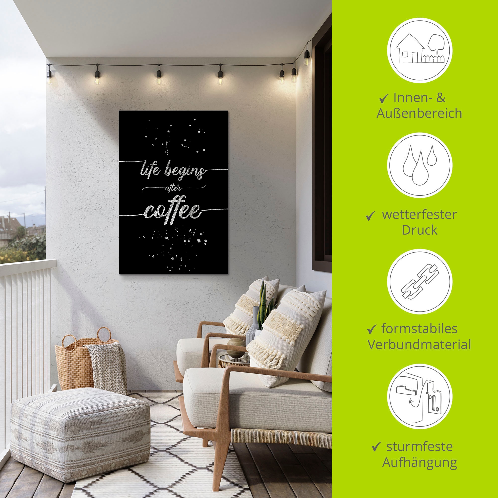 Artland Wandbild »Leben beginnt nach dem Kaffee«, Sprüche & Texte, (1 St.), als Alubild, Outdoorbild, Leinwandbild, Wandaufkleber, versch. Größen