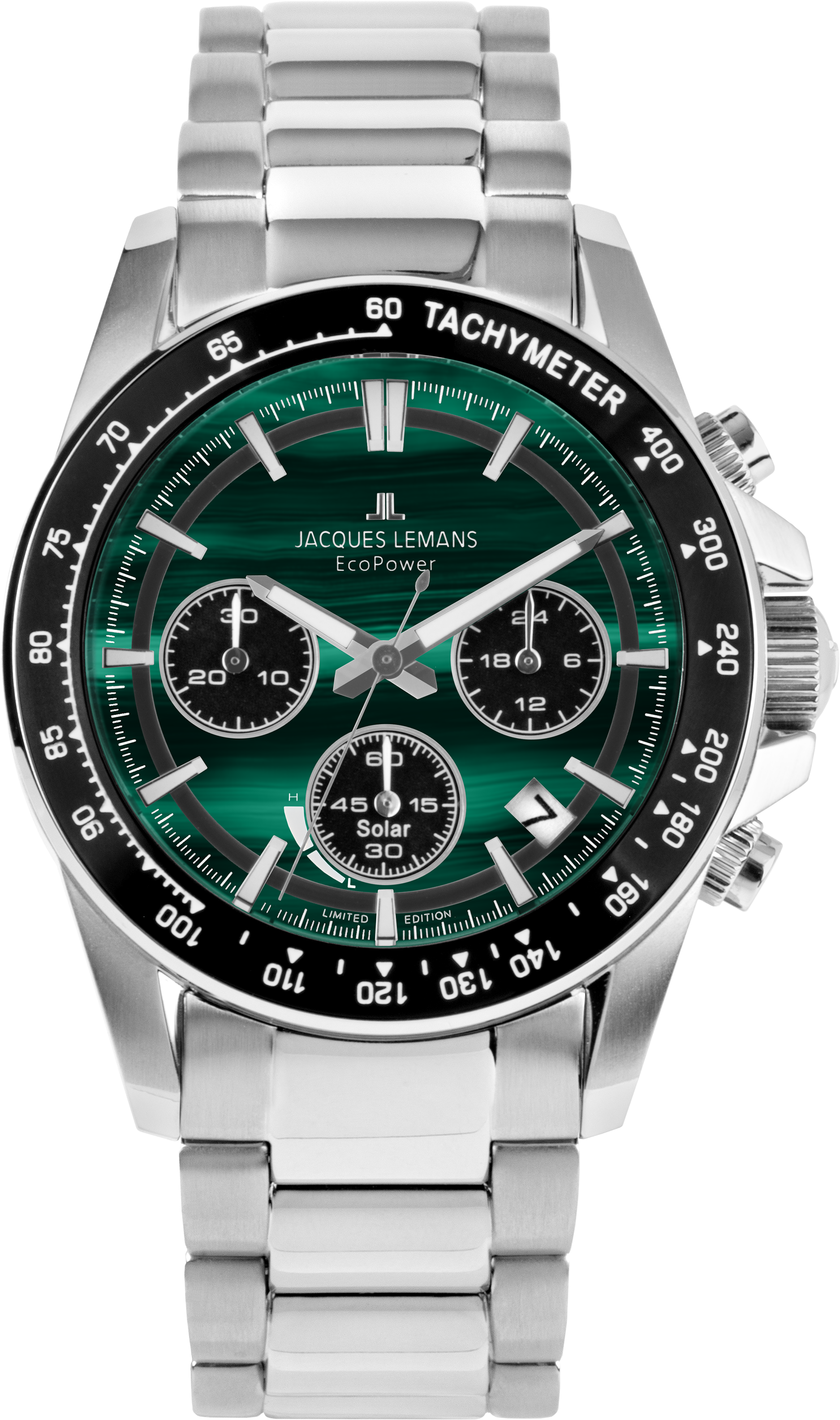 Jacques Lemans Chronograph »Eco Power Limited Edition« Armbanduhr, Solar, Herrenuhr, Edelstahlarmband