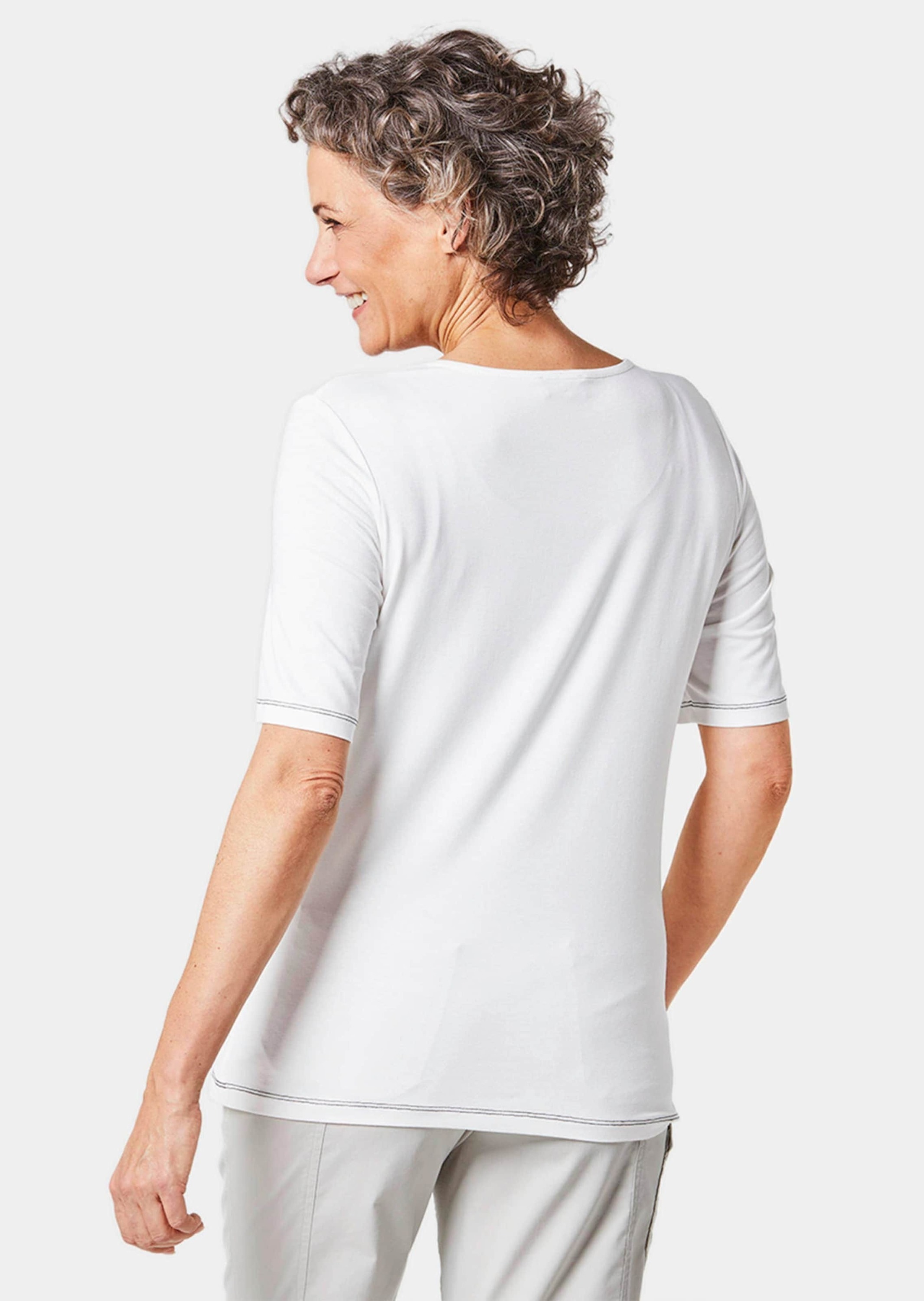 GOLDNER Kurzarmshirt »Kurzgröße Trageangenehmes Shirt mit Frontprint«