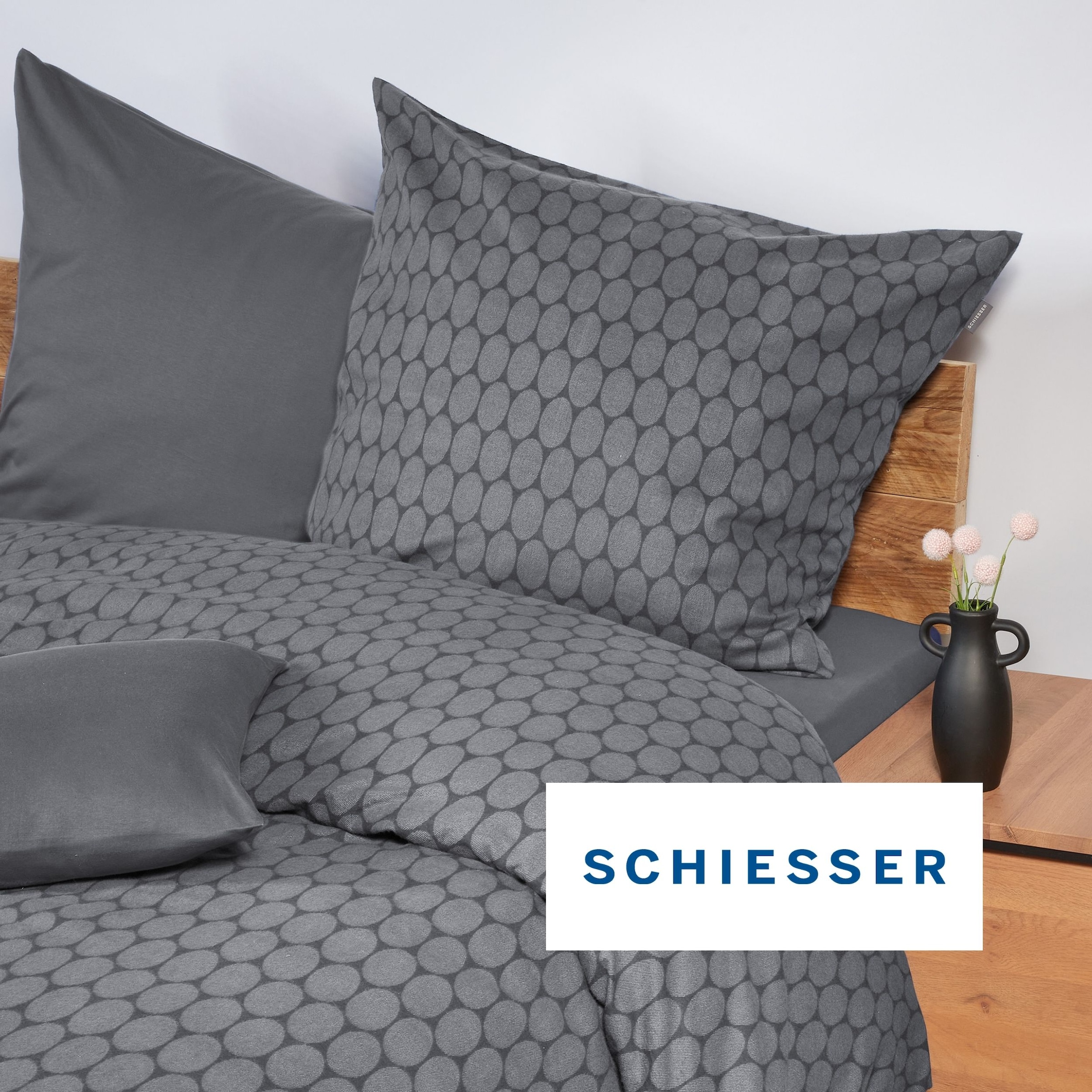 Schiesser Bettwäsche »Drops aus wärmender Feinbiber-Qualität mit dezentem Grafikprint« 2 Stk. OEKO-TEX® MADE IN GREEN