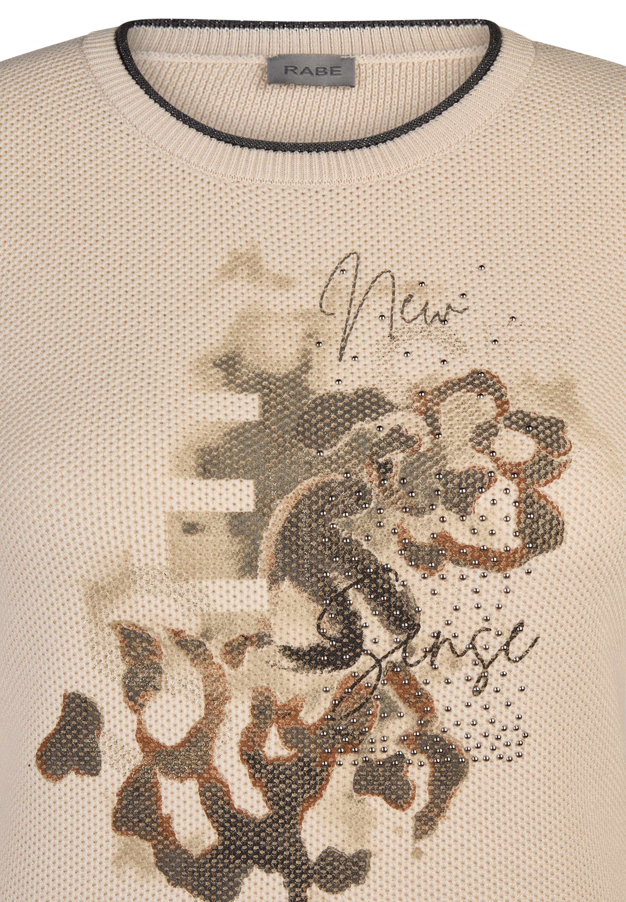 Rabe Rundhalspullover mit intarsien Print