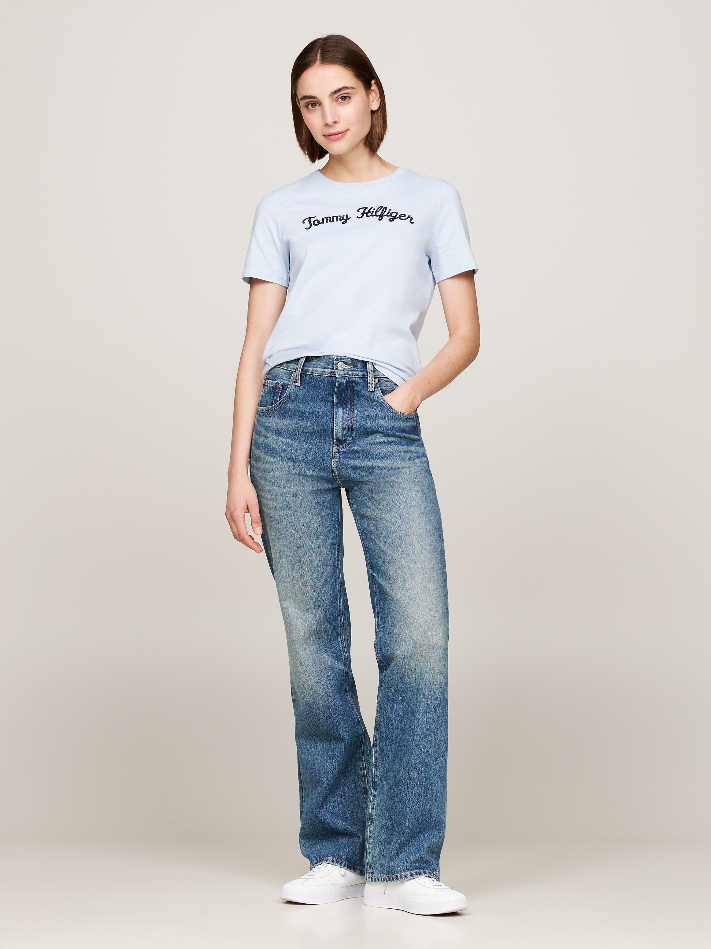 Tommy Hilfiger Kurzarmshirt »REG SCRIPT C-NK SS«, mit Tommy Hilfiger Script Logo-Schriftzug