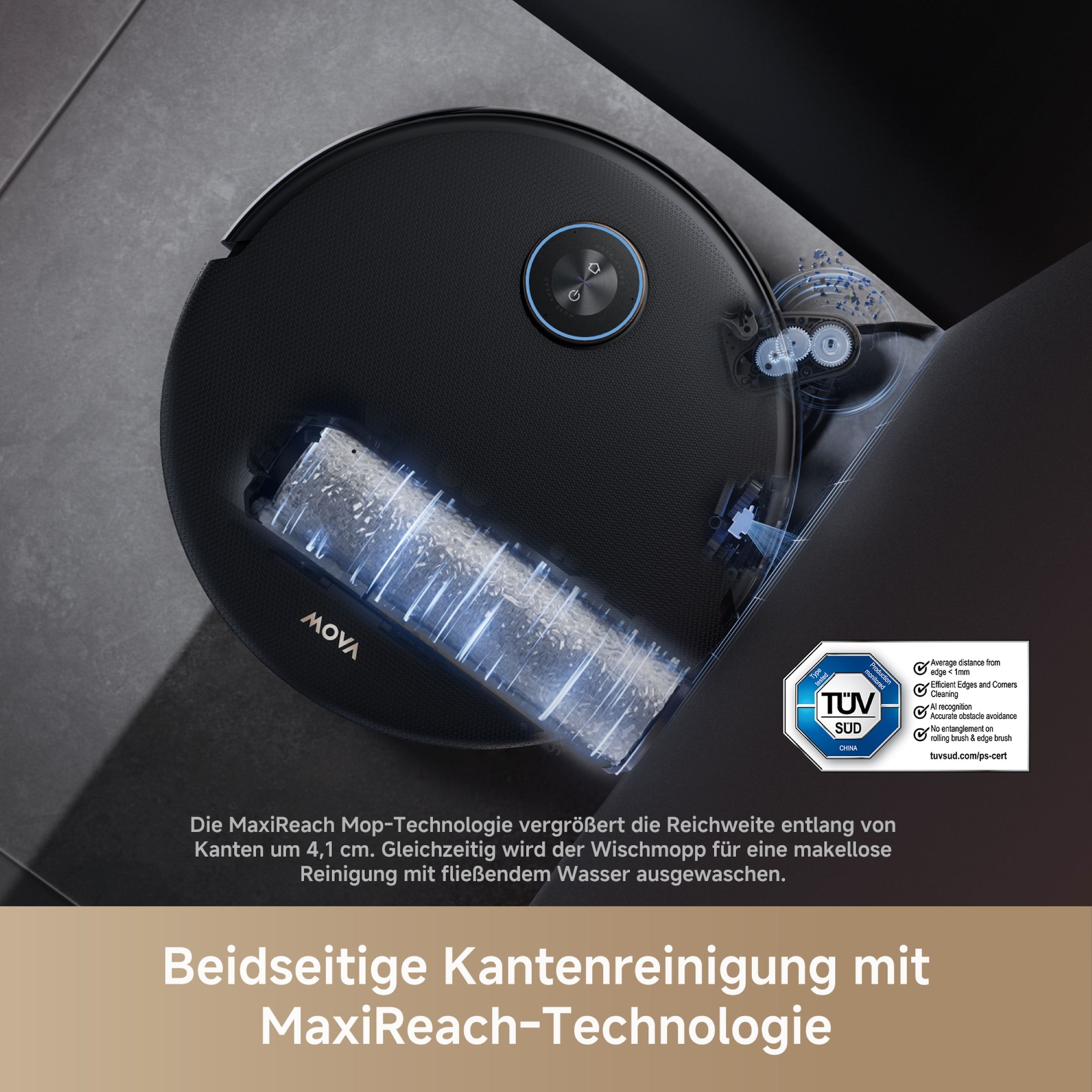 Mova Saugroboter »mit Wischfunktion Z60 Ultra Roller Complete«, Warmwasser-Wischsystem, Rollenmopp, überwindet Hindernisse, 28.000 Pa