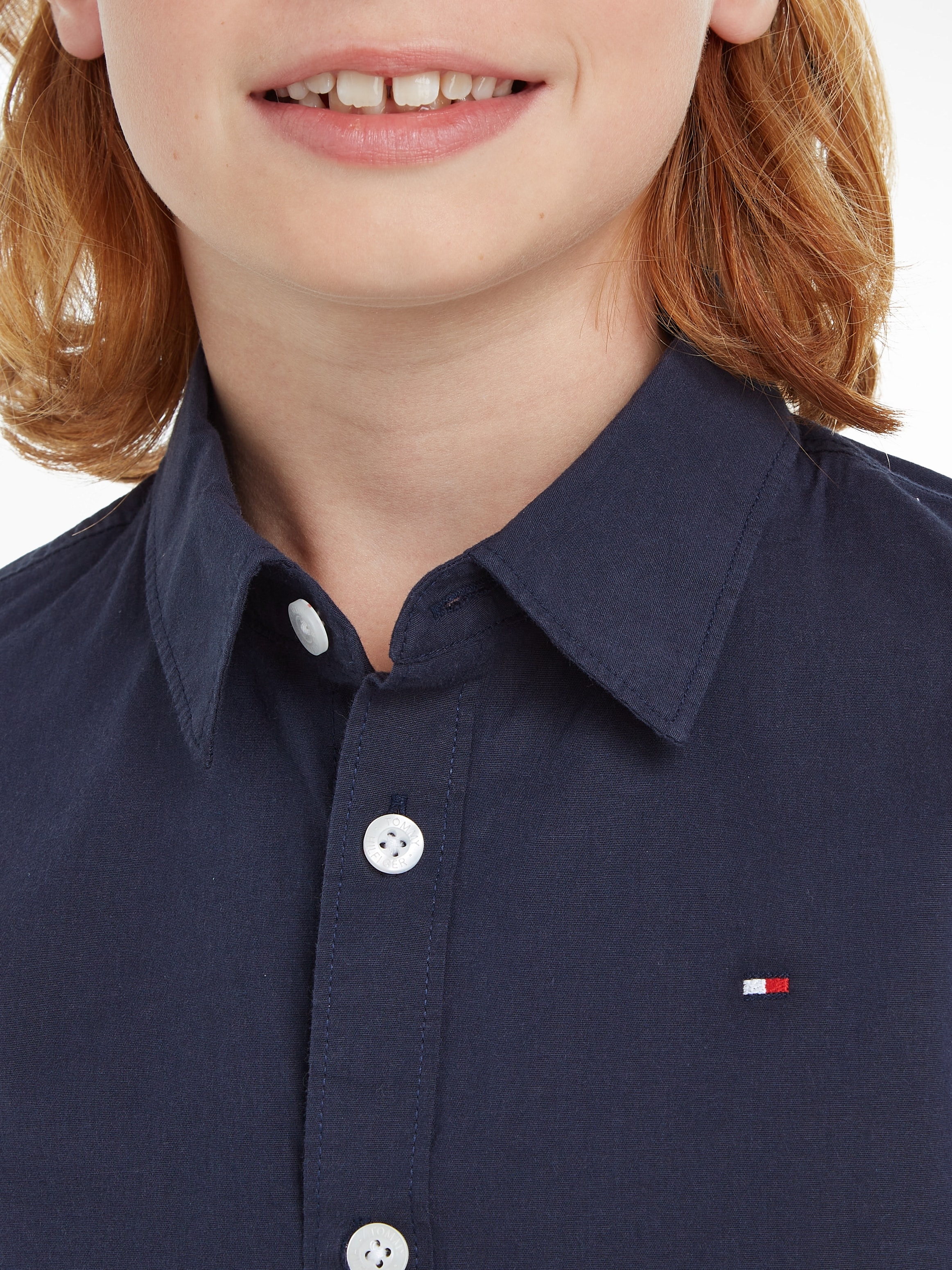 Tommy Hilfiger Langarmhemd »SOLID STRETCH POPLIN SHIRT L/S«, Kinder Kids Junior MiniMe,für Jungen